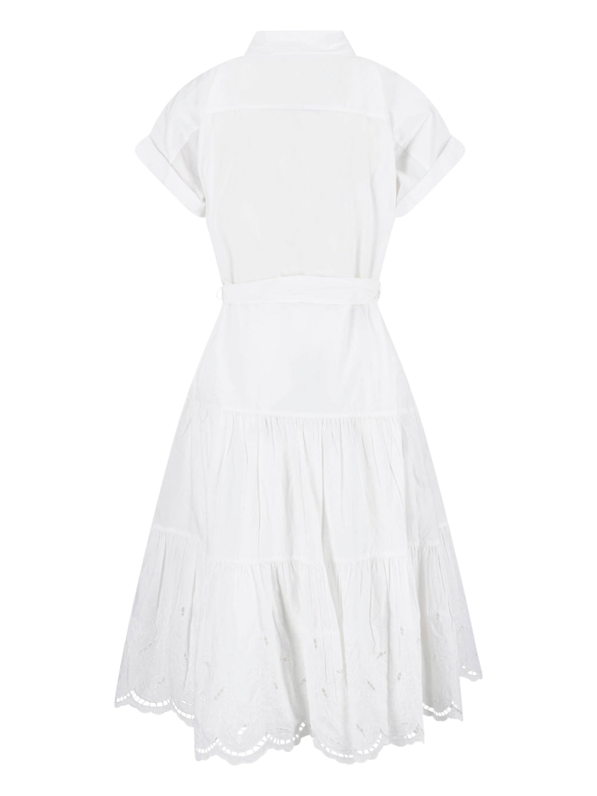 White Button-Down Tiered Skirt Dress