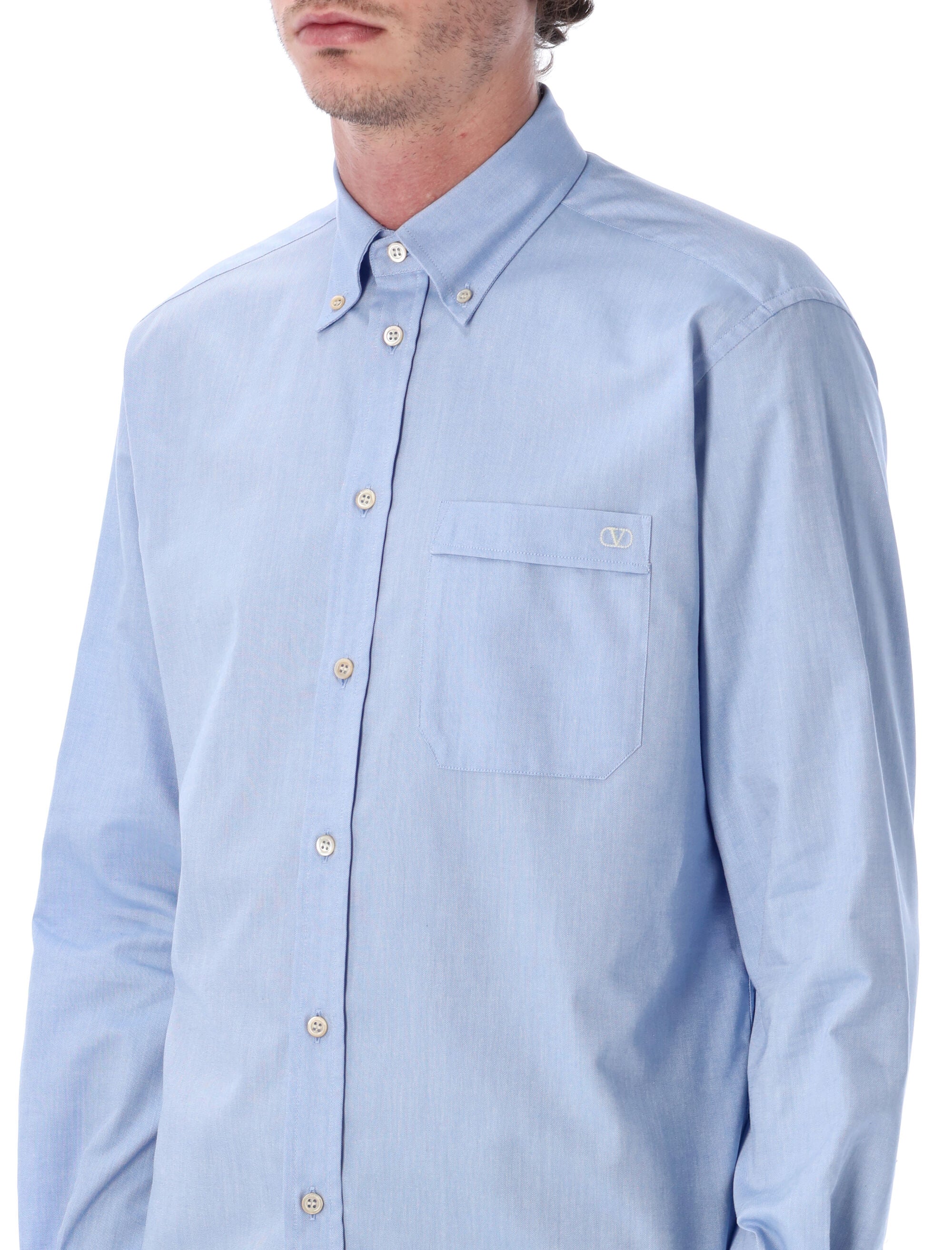 Slim Fit Oxford Shirt with Tonal Vlogo Embroidery