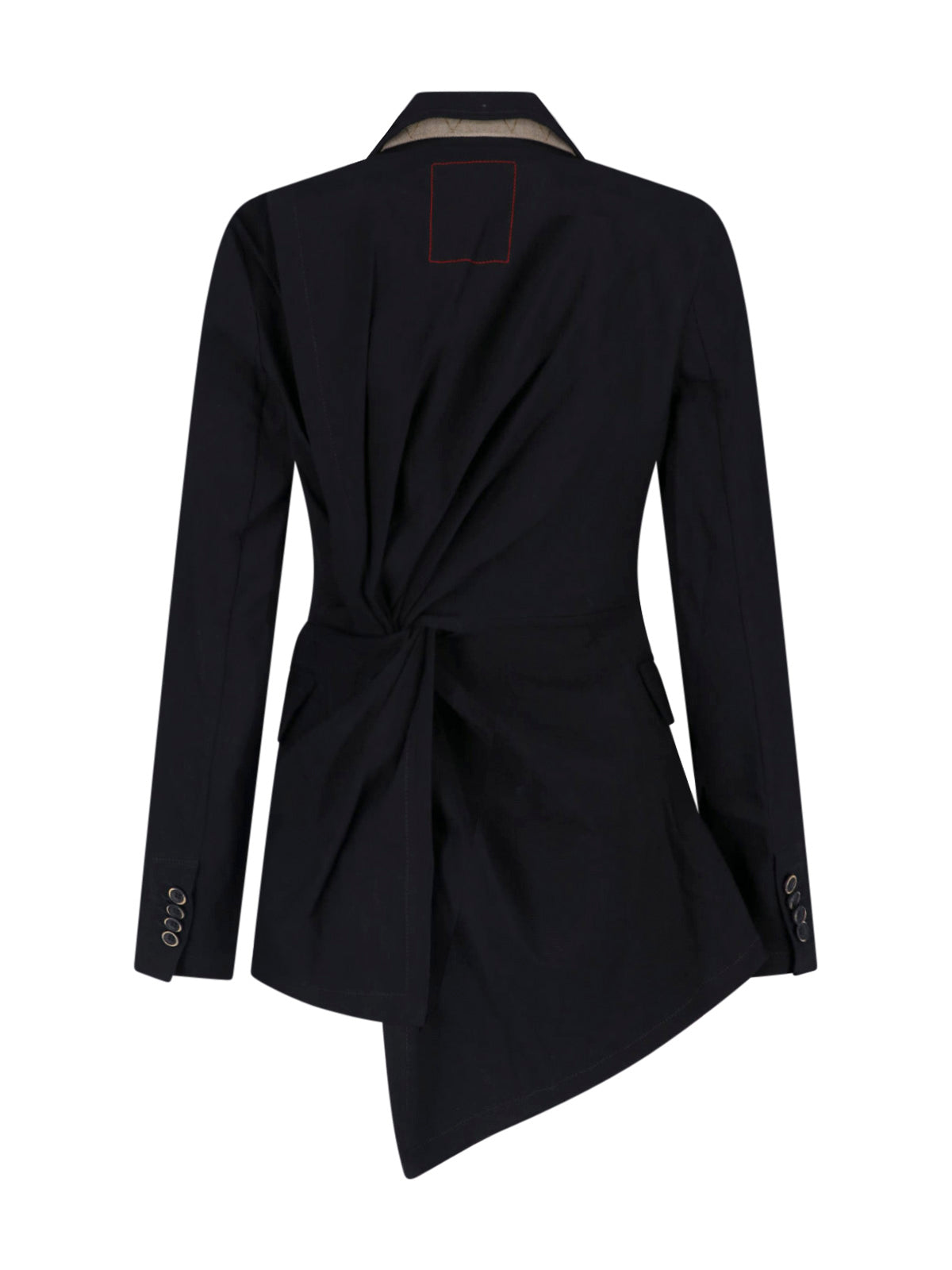 Black Asymmetrical Single-Breasted Linen Blazer