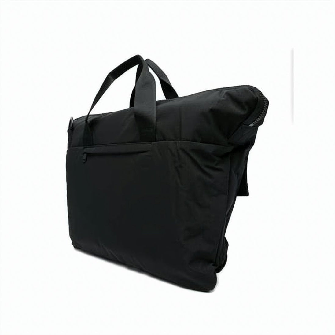 Black Tote Bag with Drawstring Flap Pockets
