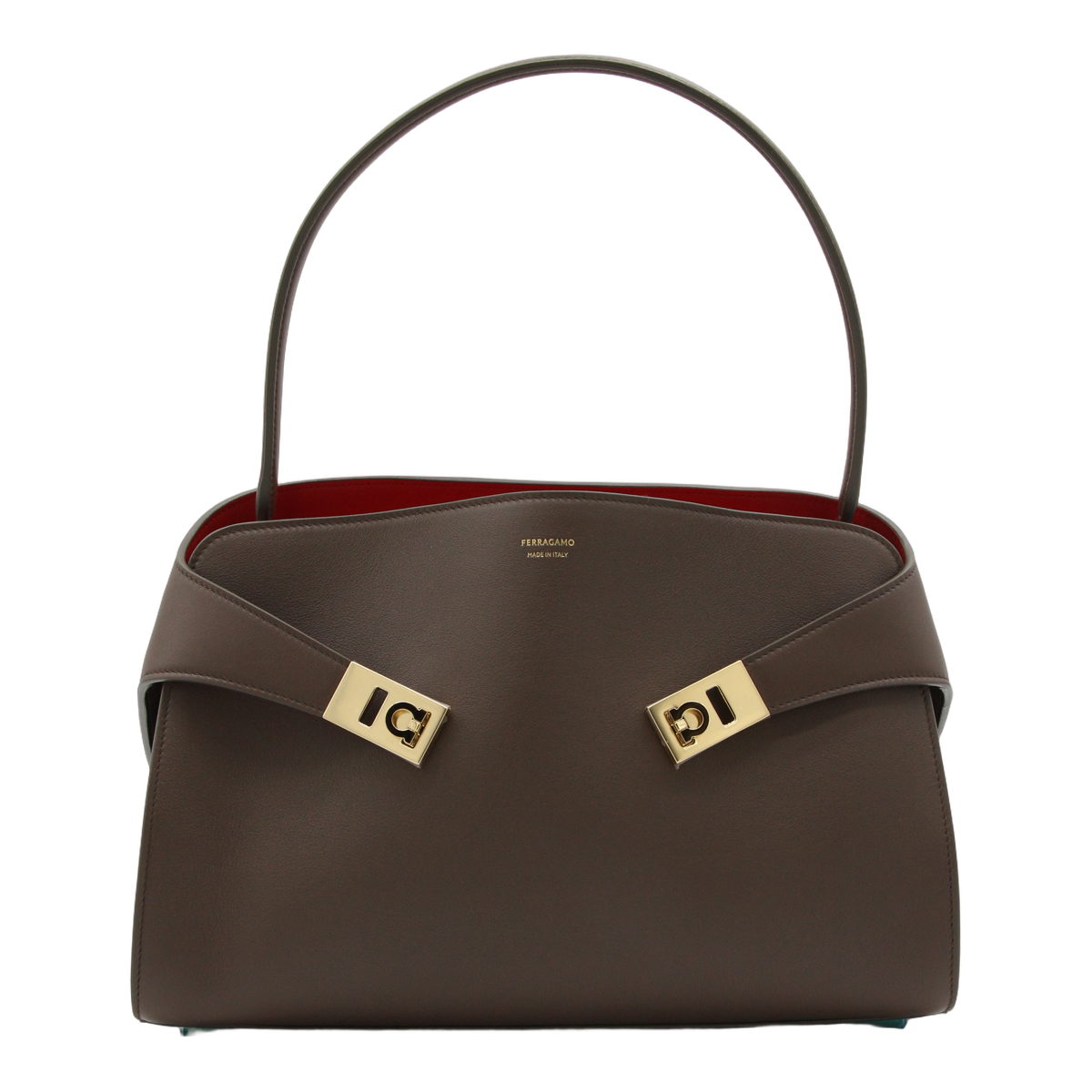 Structured Handbag with Gold-tone Accents