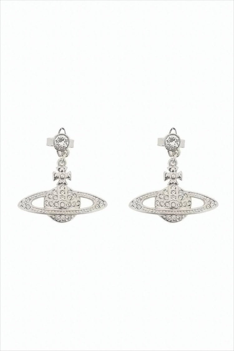 Orb And Cross Design Crystal Earrings