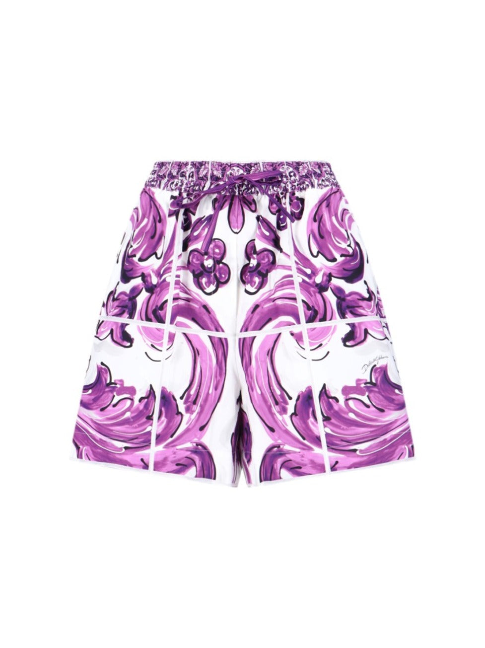 Baroque-Print Relaxed Short With Adjustable Waistband