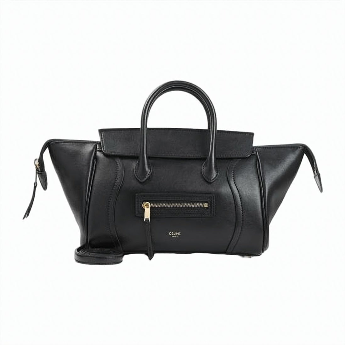 Small Structured Handbag in Supple Shiny Lambskin