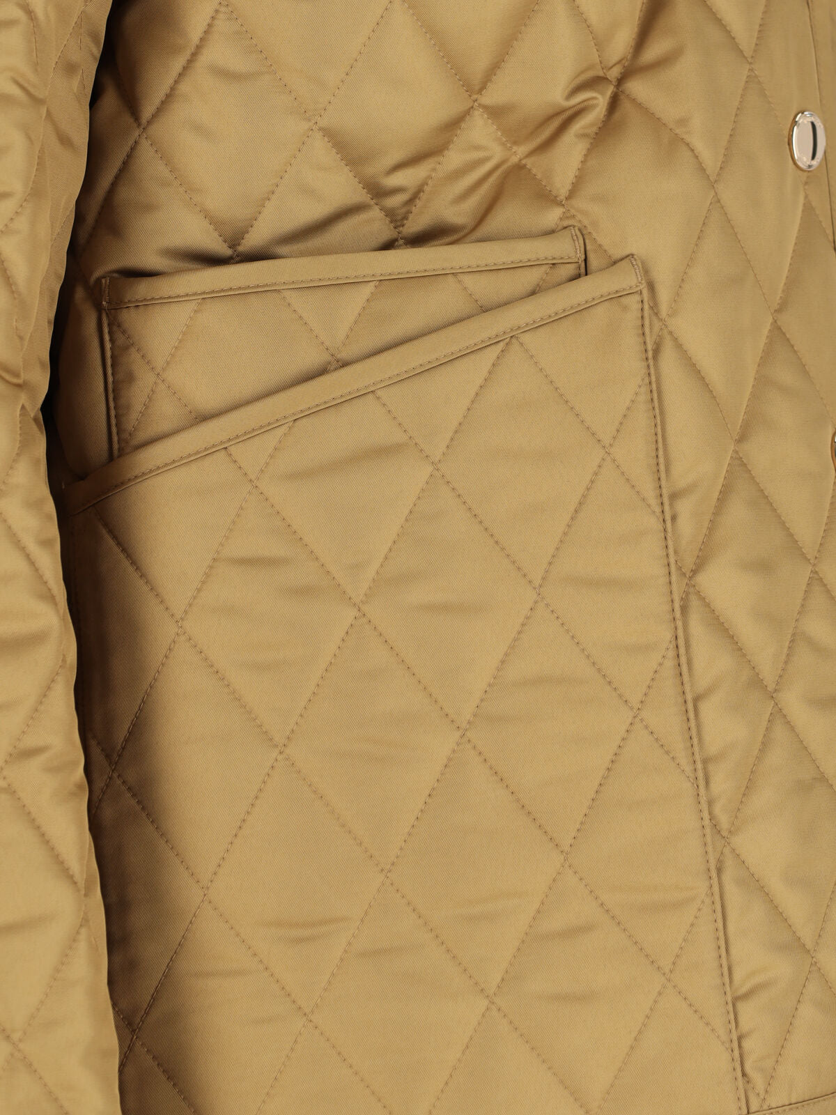 Quilted Beige Jacket with Classic Black Corduroy Collar
