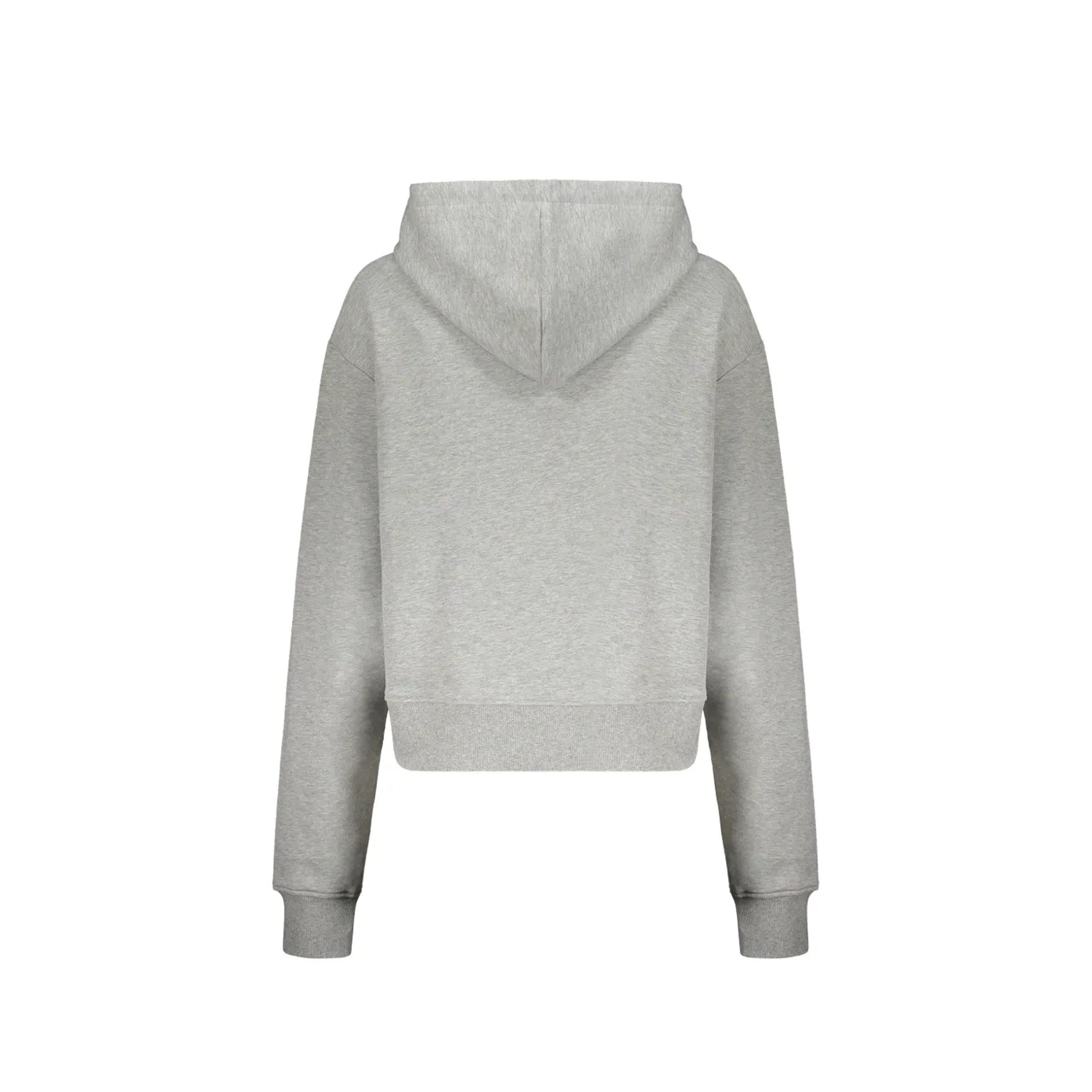 Cropped Heathered Grey Hoodie With Signature Logo