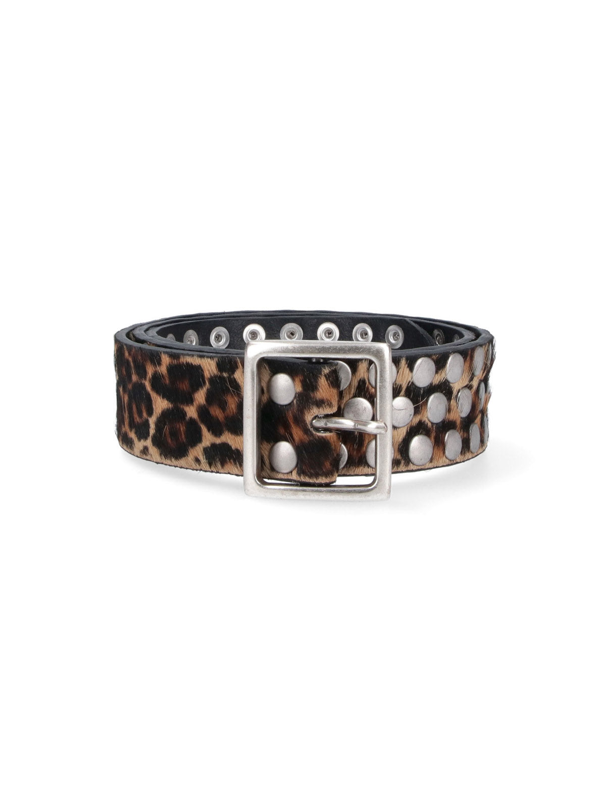 Brown Leo Animal Print Studded Belt