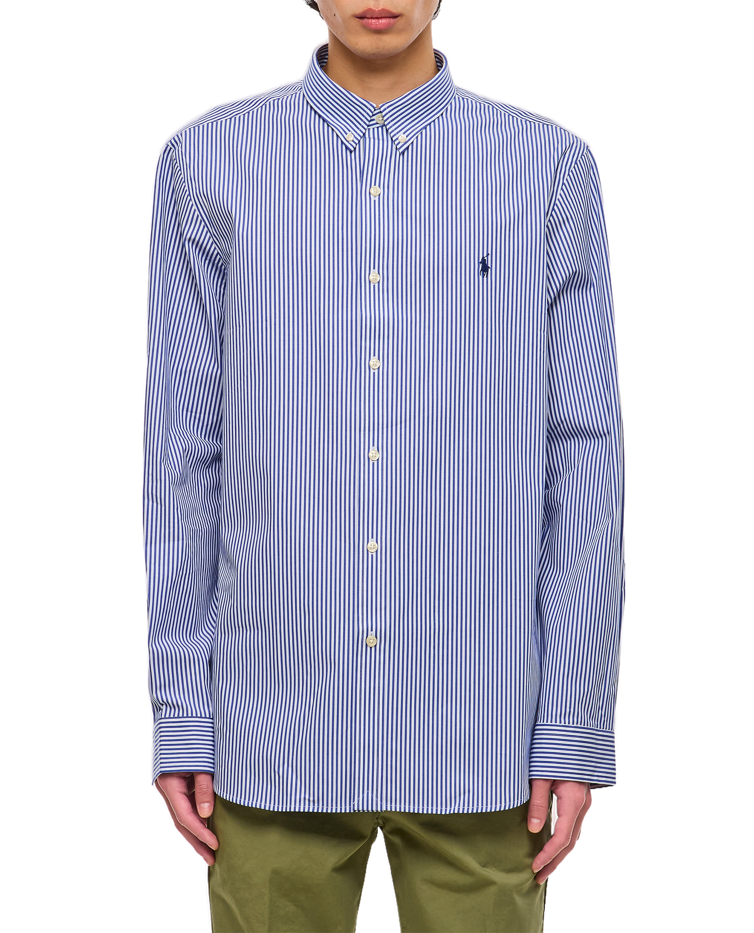 White Blue Cotton Sport Shirt