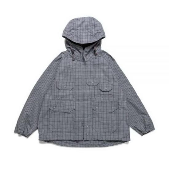 Hooded Jacket With Subtle Check Pattern And Front Pockets