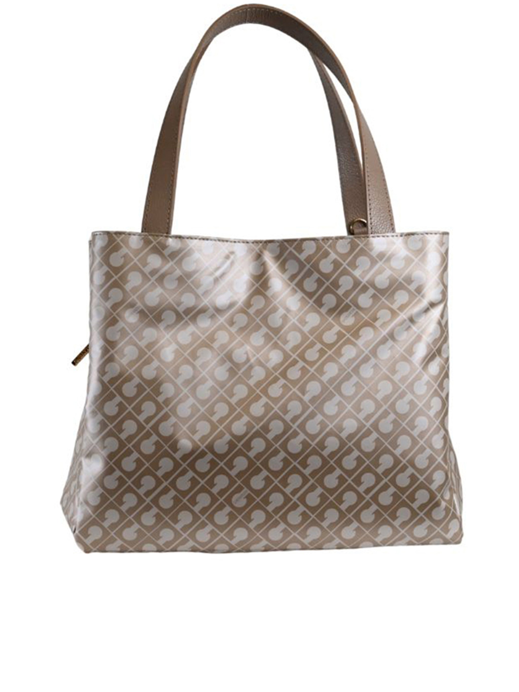 Brown Glossy Geometric Pattern Rectangular Handbag