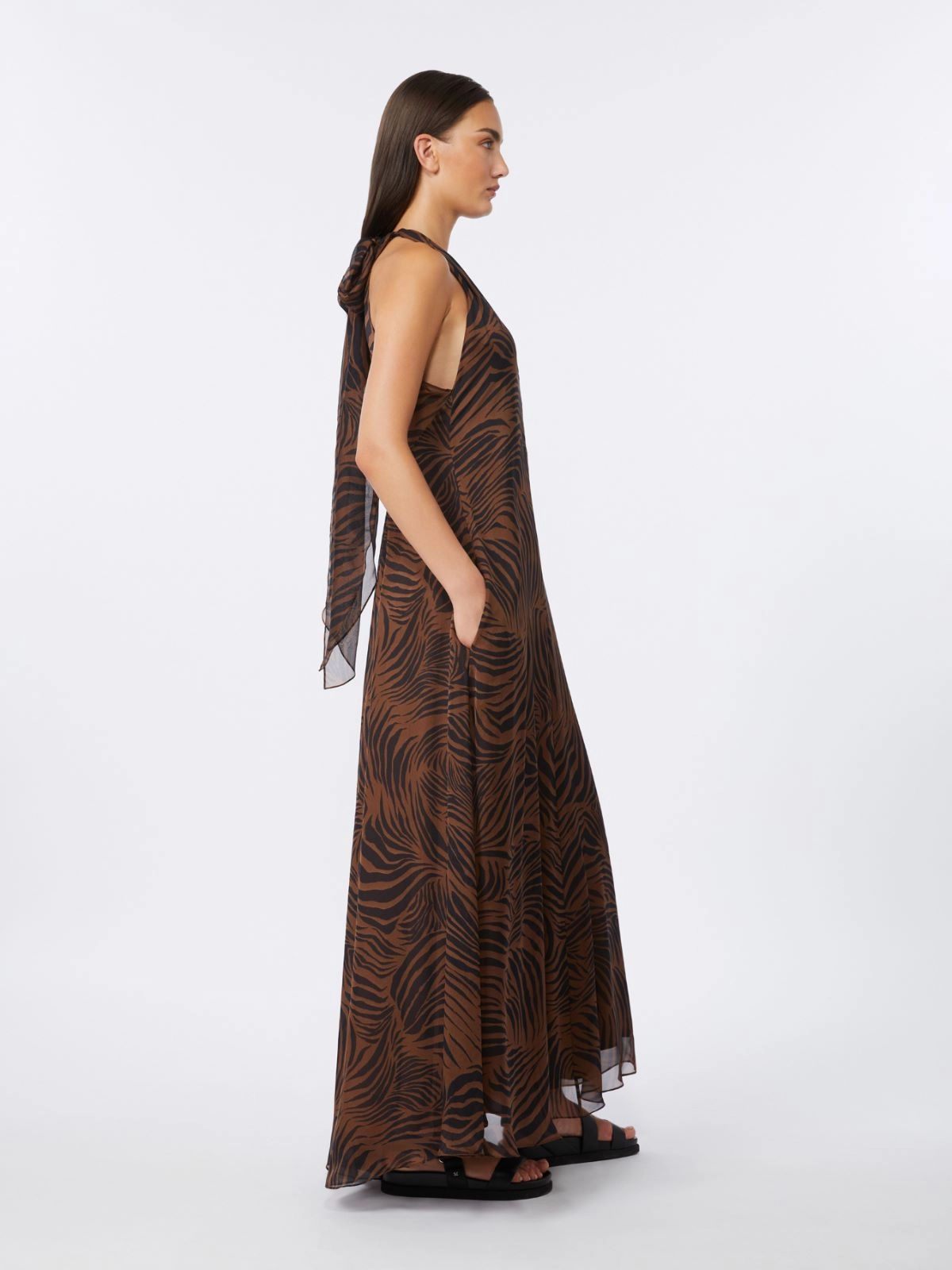 Sleeveless Maxi Dress with Deep V-Neckline