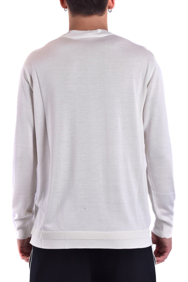Natural Knit Sweater With Ribbed Details