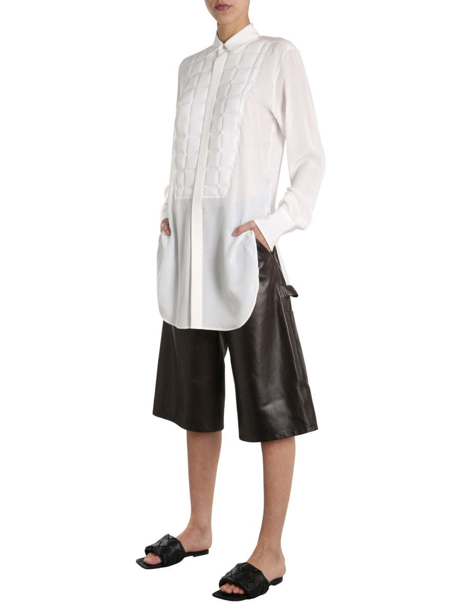 Structured Quilted Silk Shirt with Button Closure