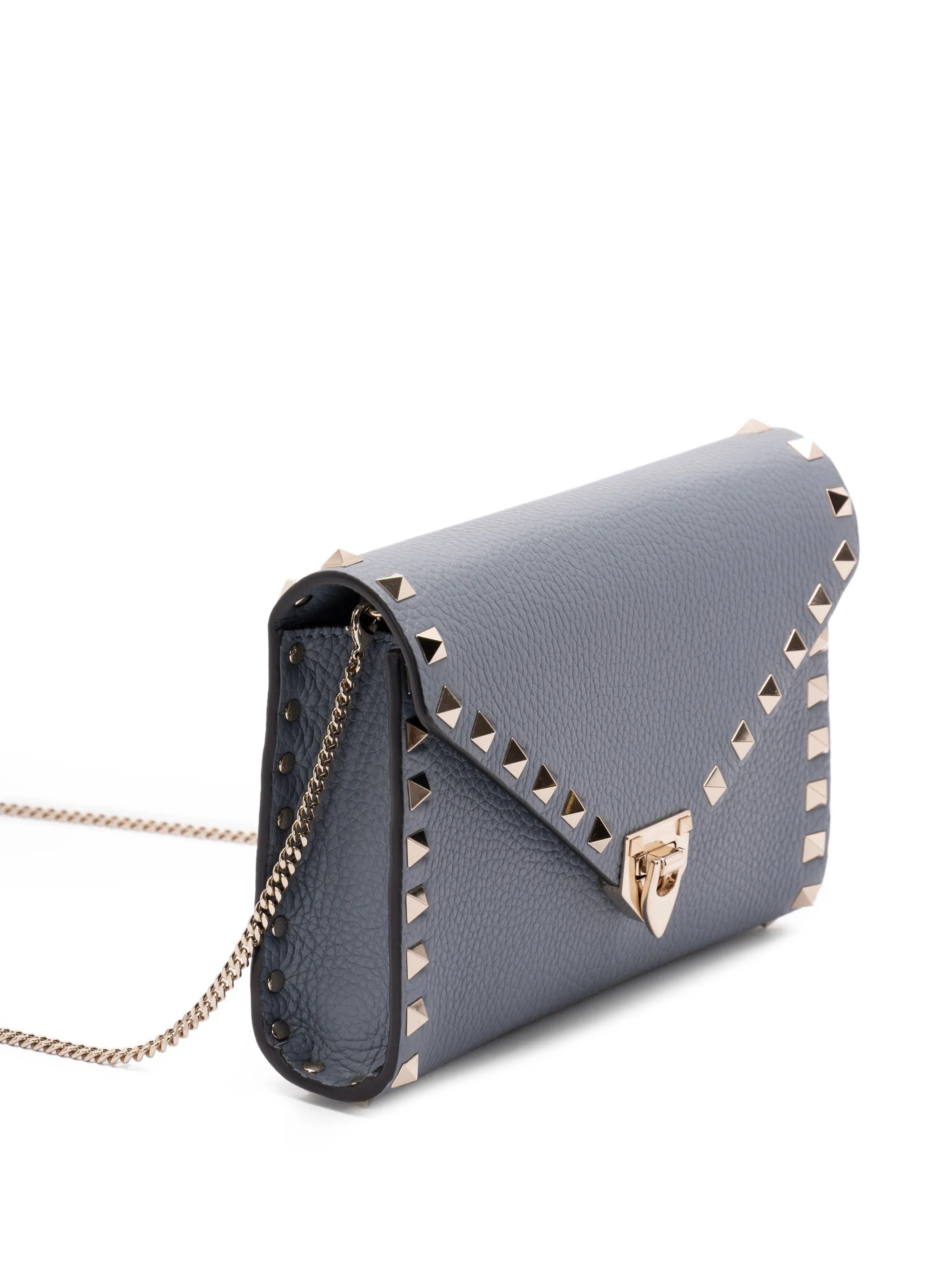 Blue Structured Studded Envelope Mini Bag