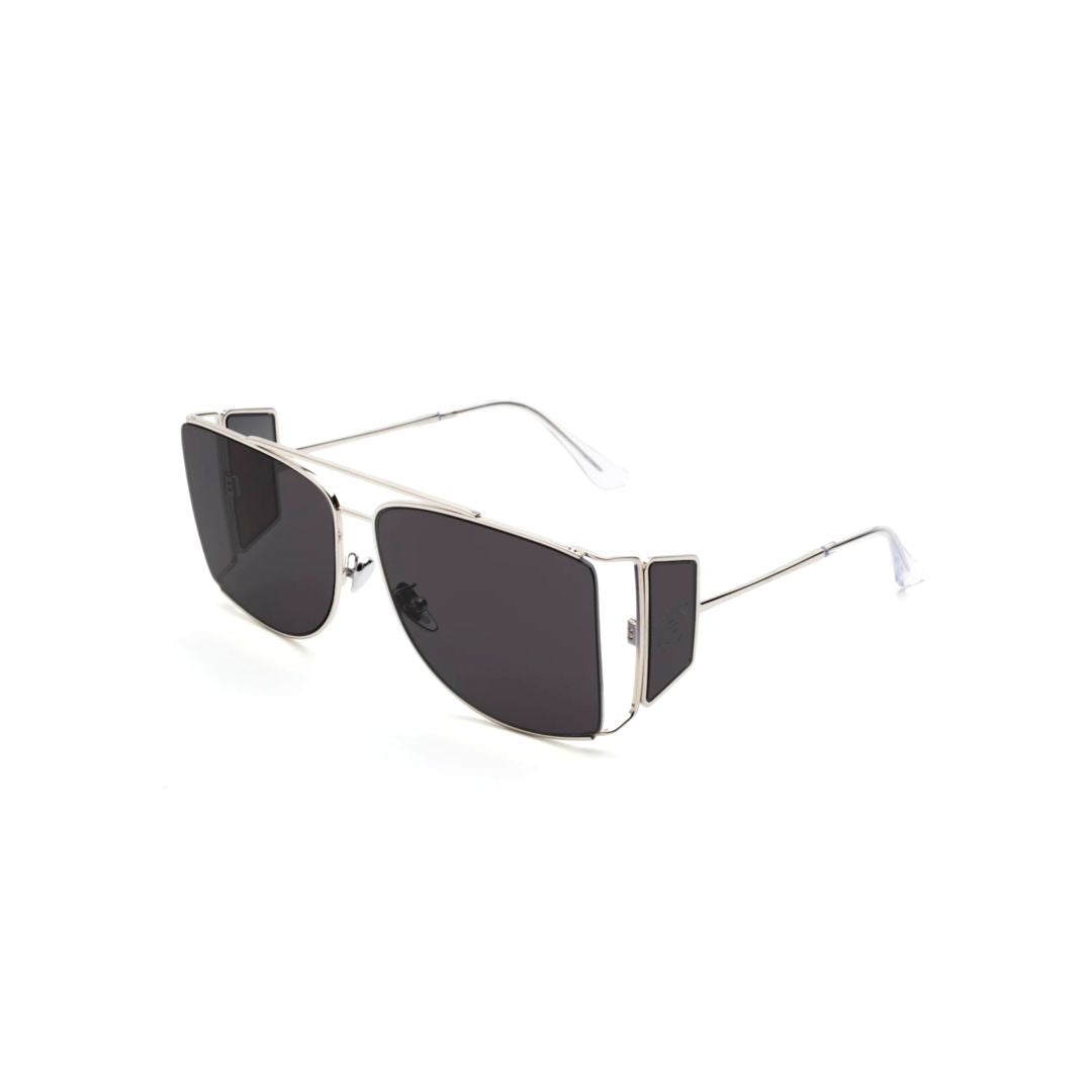 Autore Black Geometric Silver Metal Sunglasses