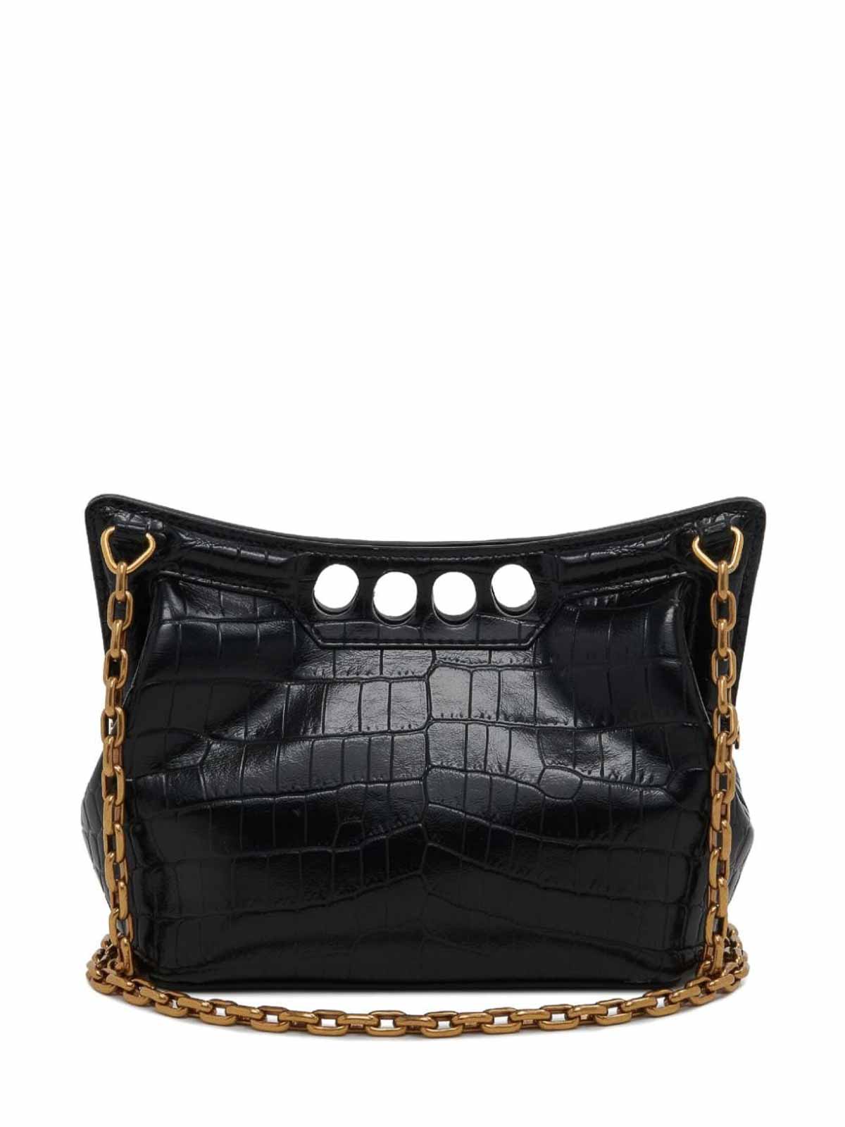 Structured Black Crocodile-Style Alexander McQueen Bag