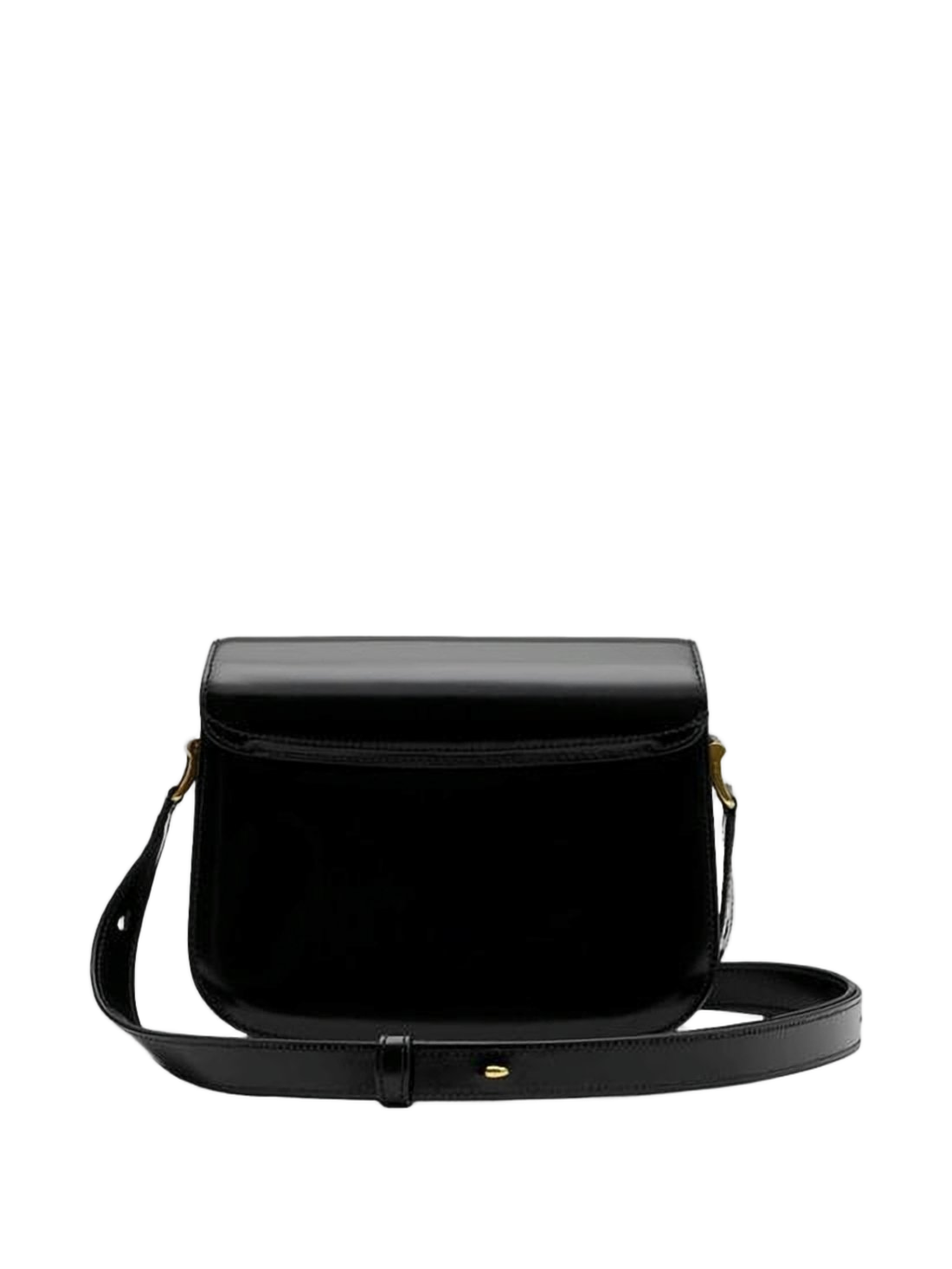 Rectangular Black Calf Leather Crossbody Bag