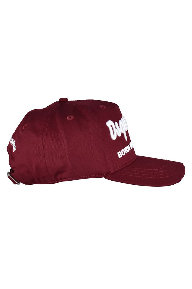 Burgundy Cotton Cap With Iconic Embroidery