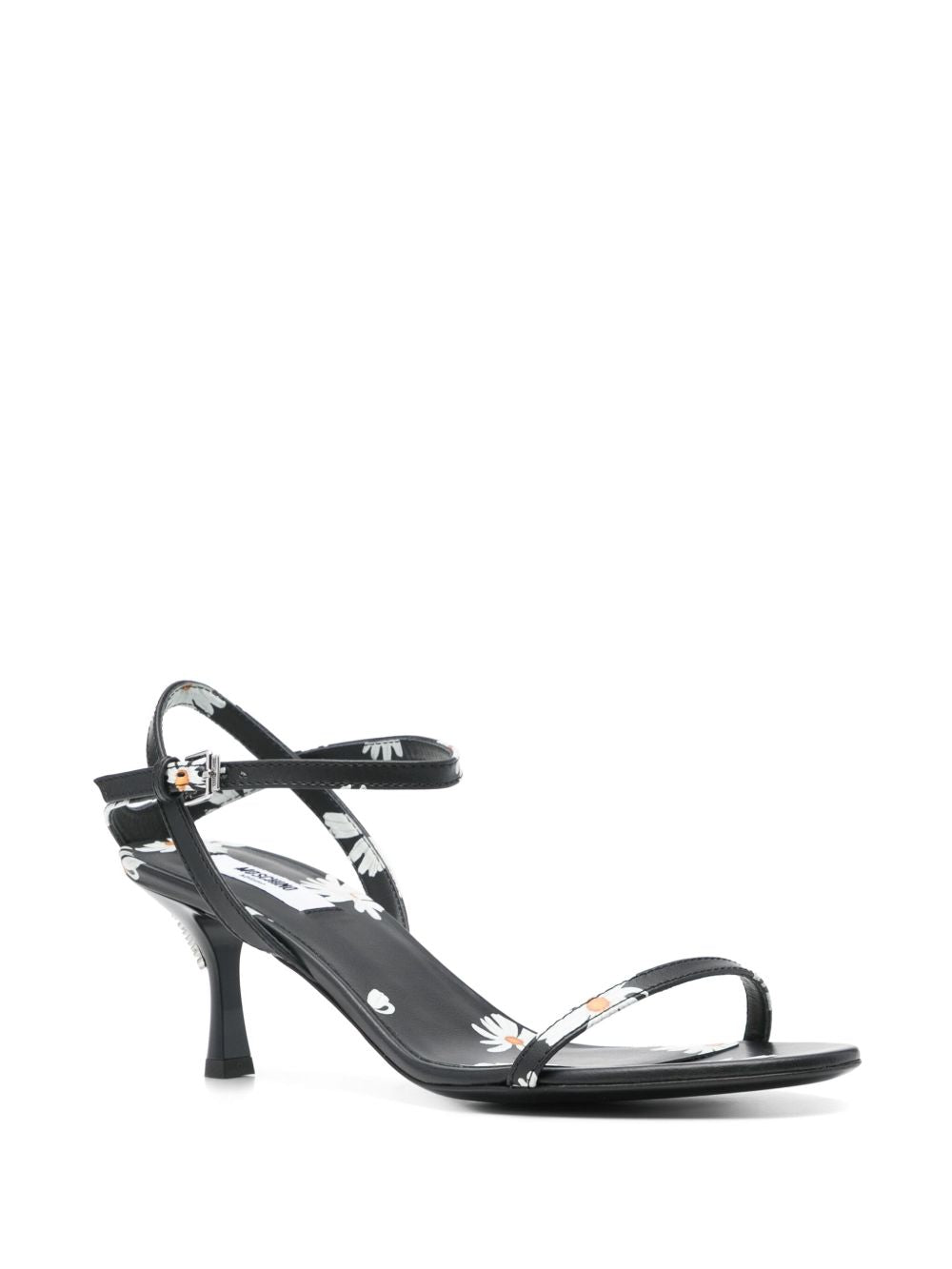 Floral Print Black Sandals