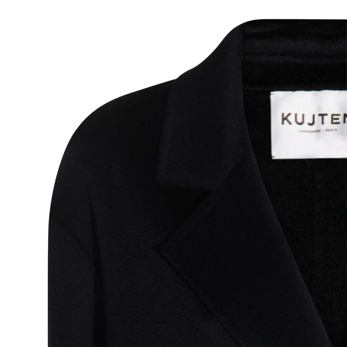 Tailored Long Double-Breasted Coat with Notched Lapel