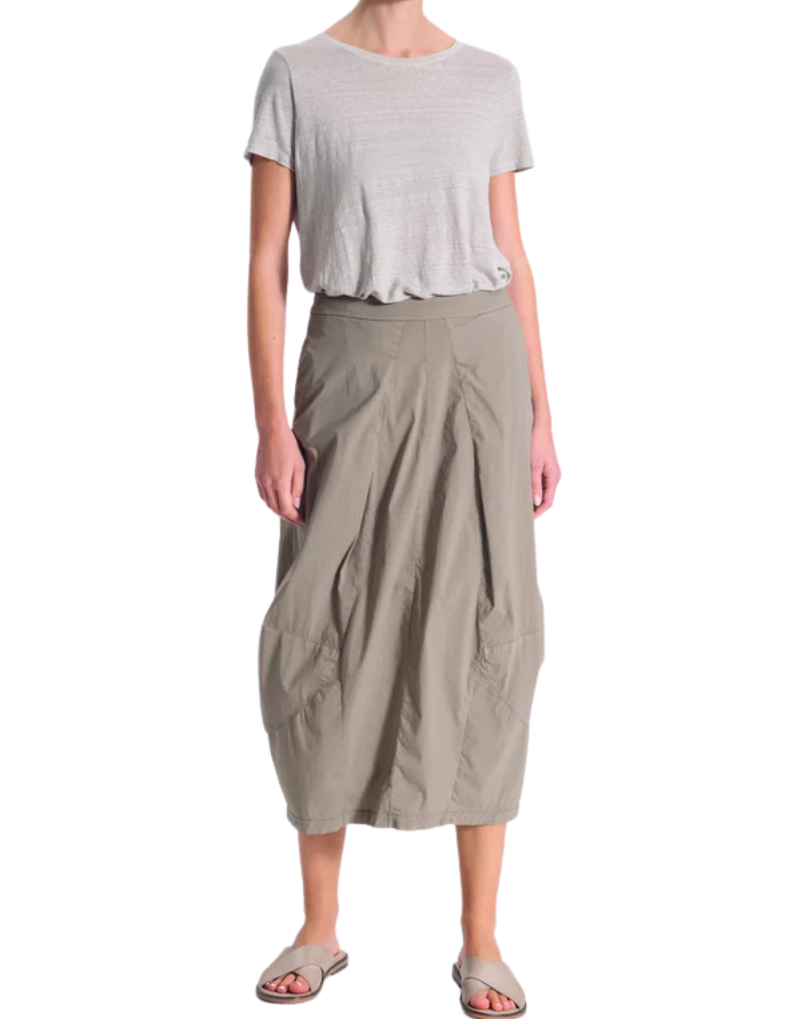 Women’s Midi Skirt In Stretch Cotton Taupe