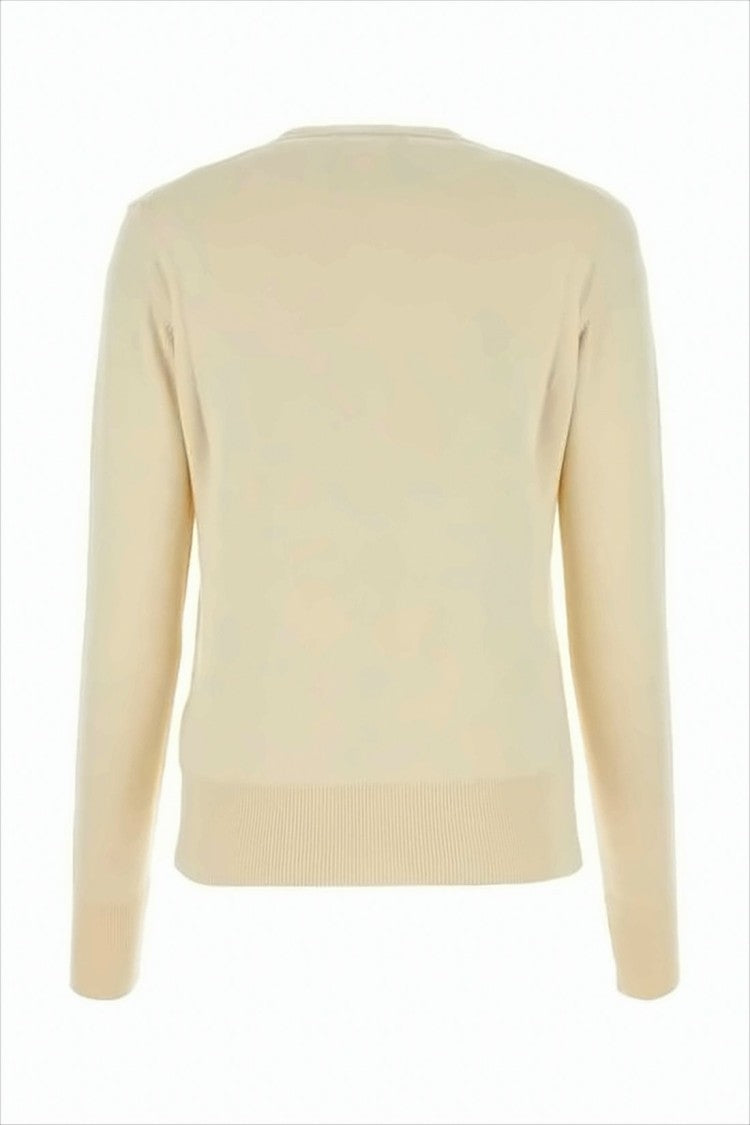Cropped Cream Knit Sweater with Ribbed Details