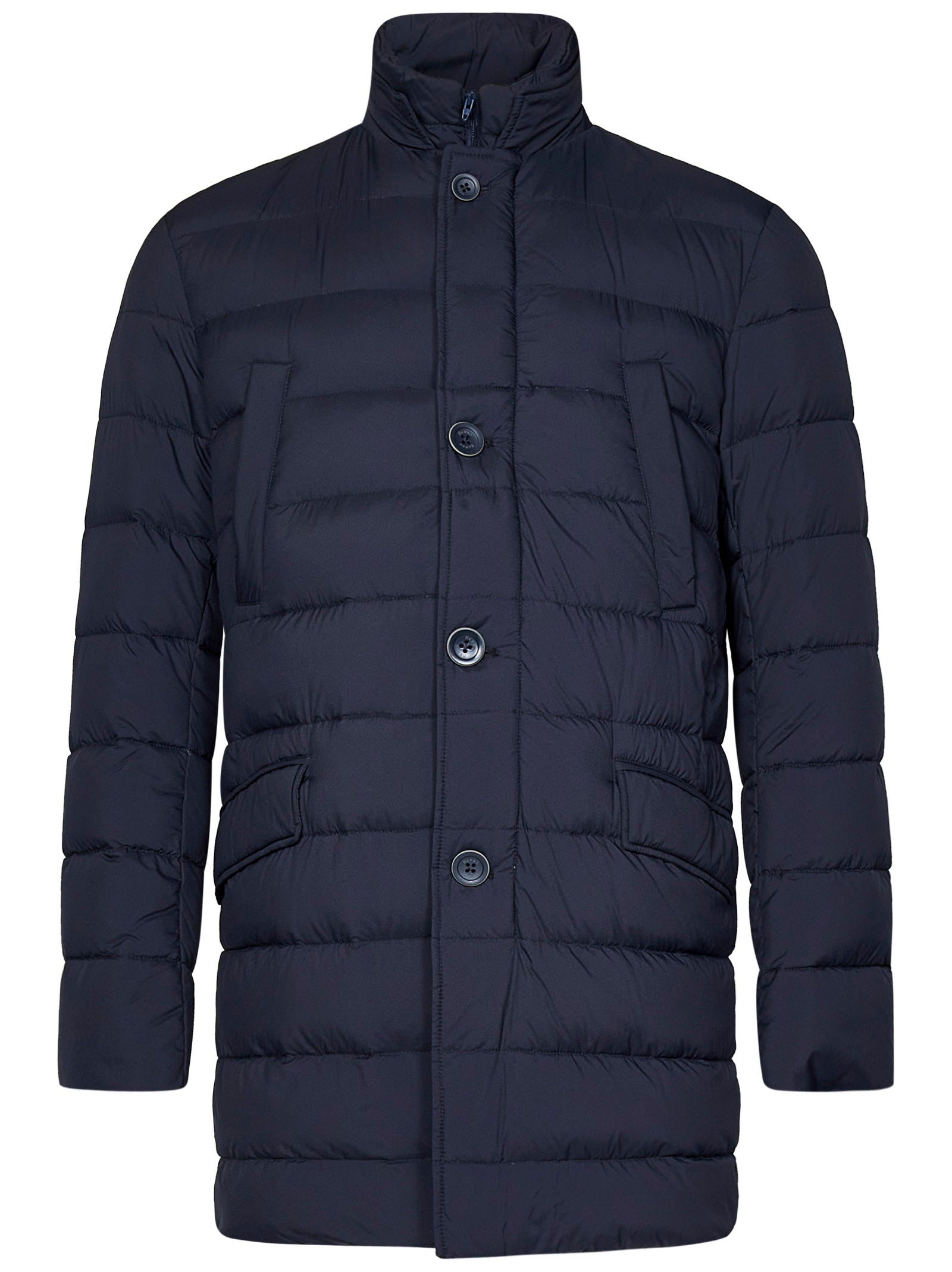 Quilted Nylon Jacket With Windproof Bib