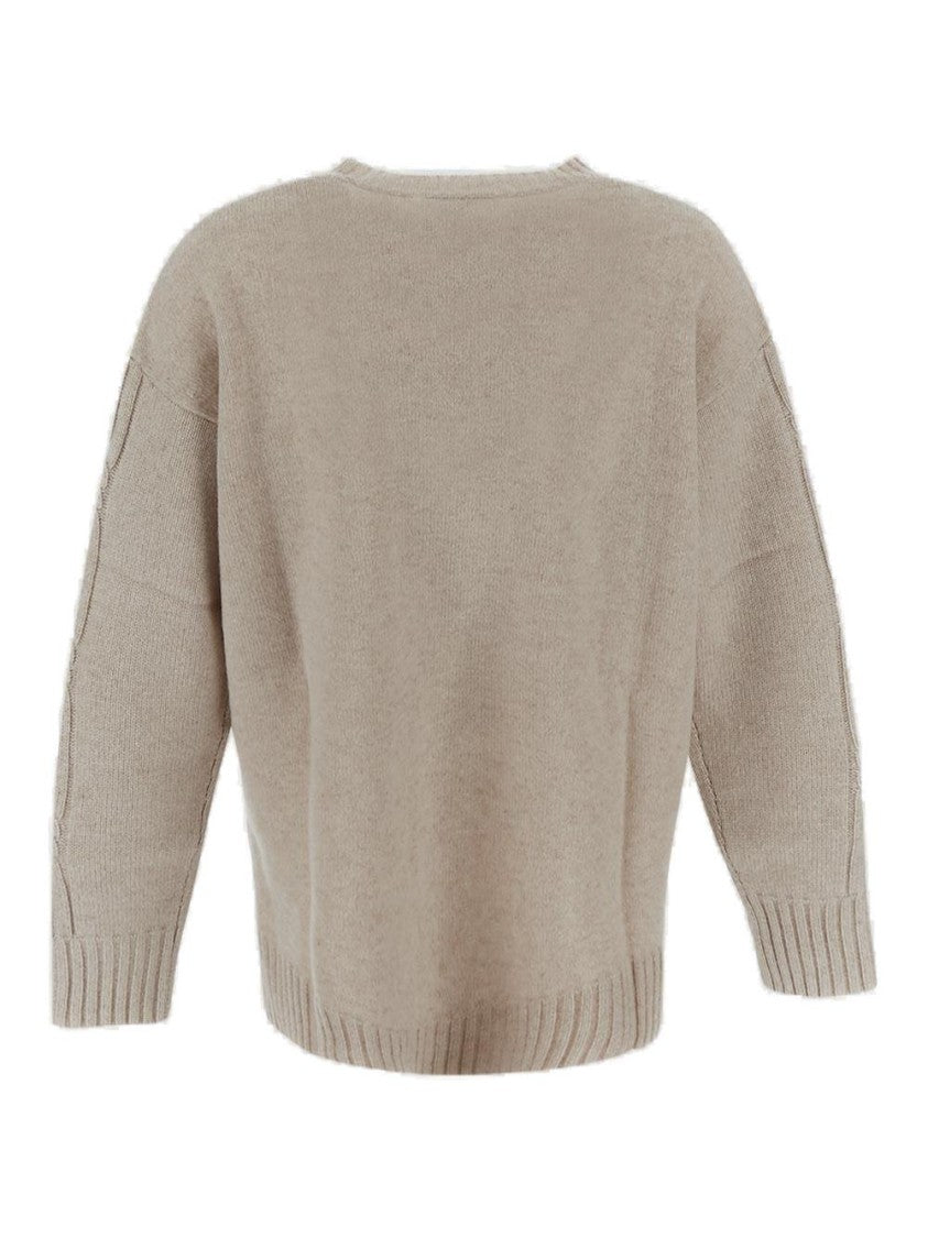 Relaxed Fit Beige Cashmere Sweater
