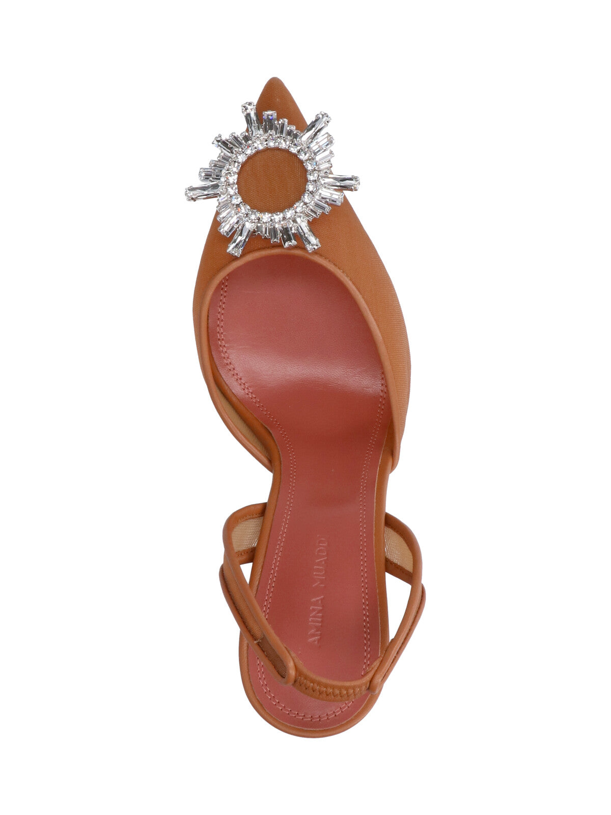Pink Pointed-Toe Crystal Slingback Pumps
