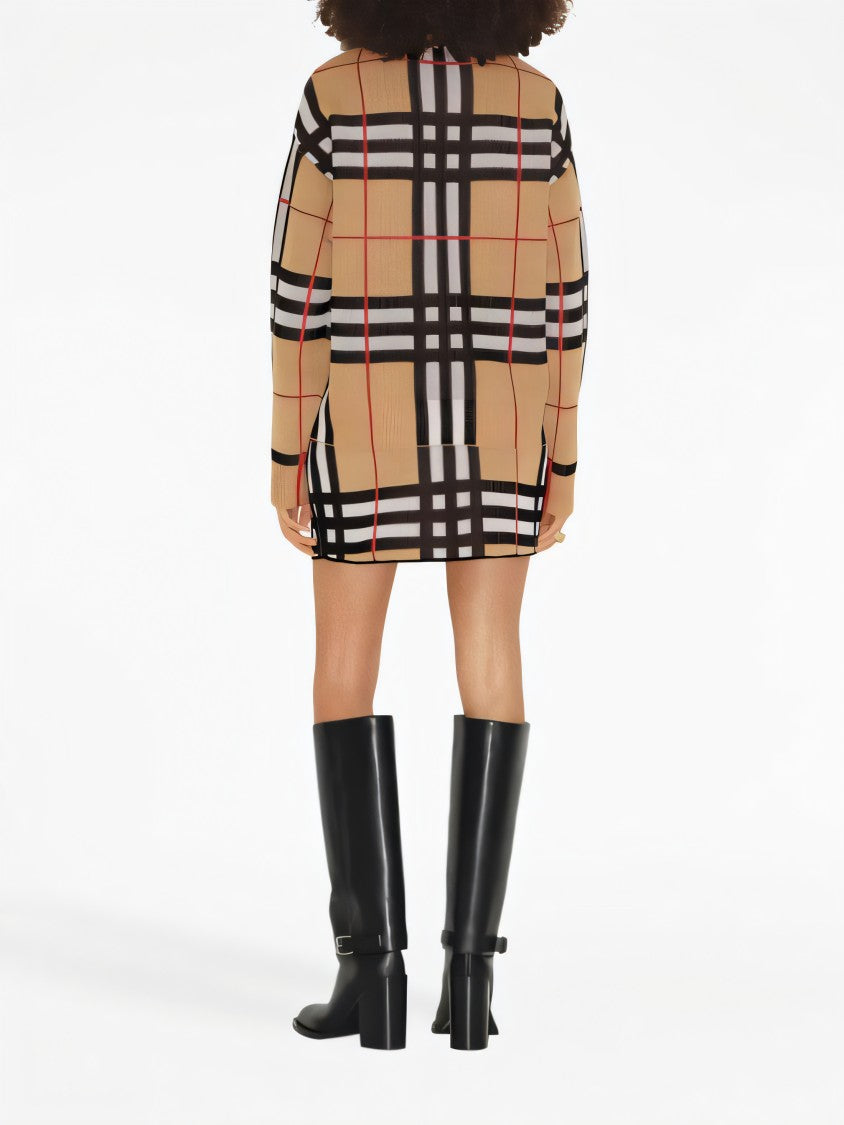 Bold Check Pattern Sweater with Textured Finish