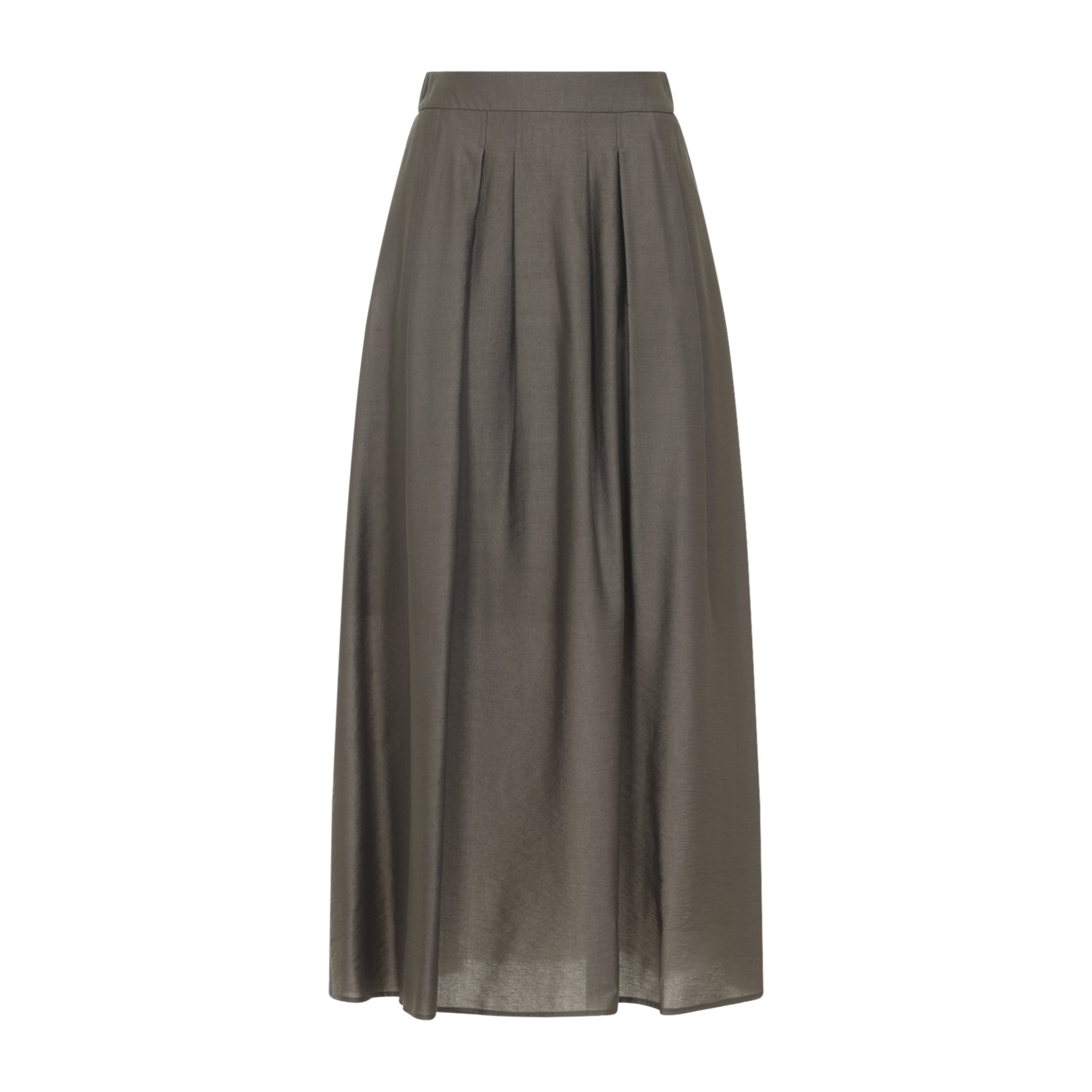 Flowing Brown Maxi Skirt With Subtle Pleats