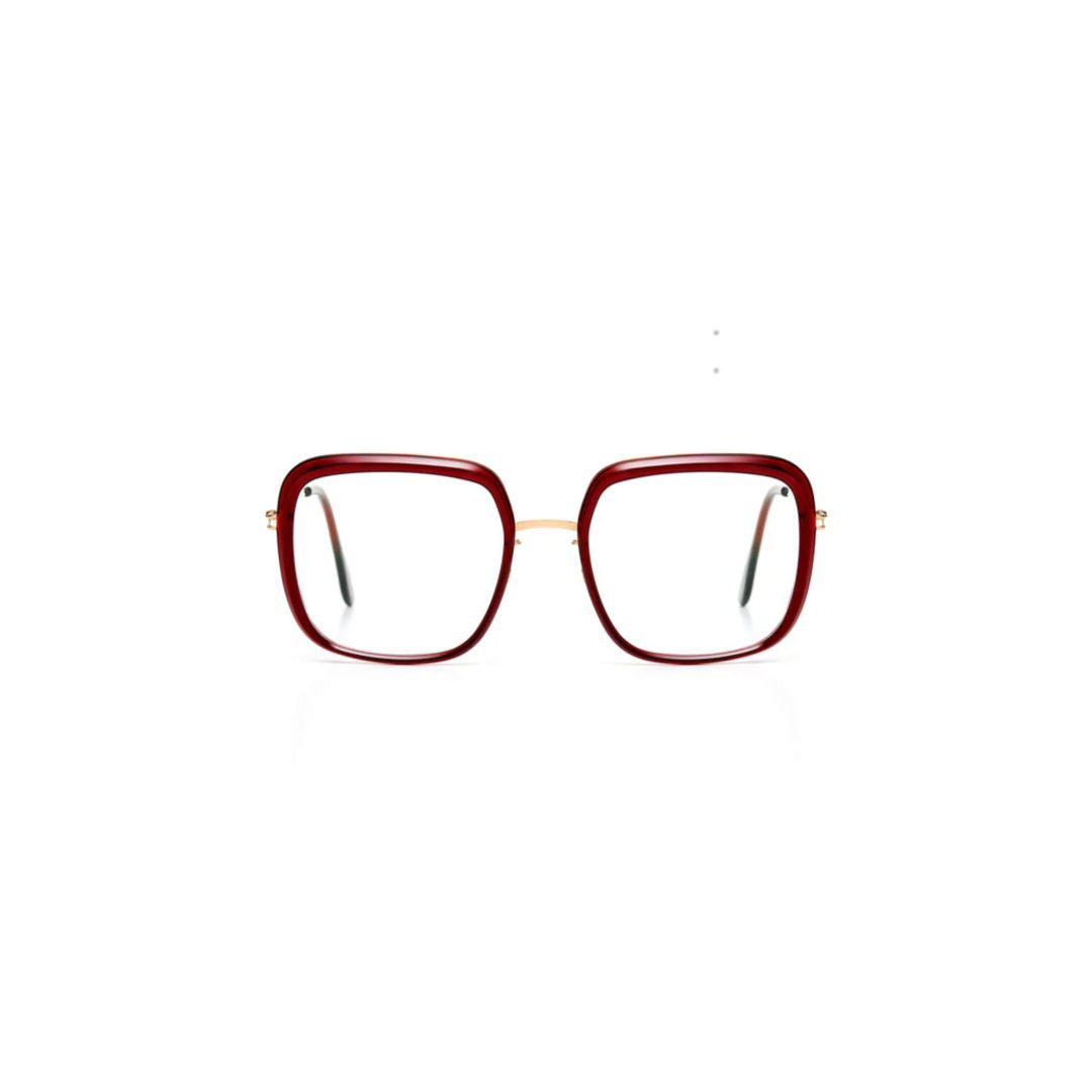 Vaudelle Bold Square Frame Eyeglasses with Gold Accents