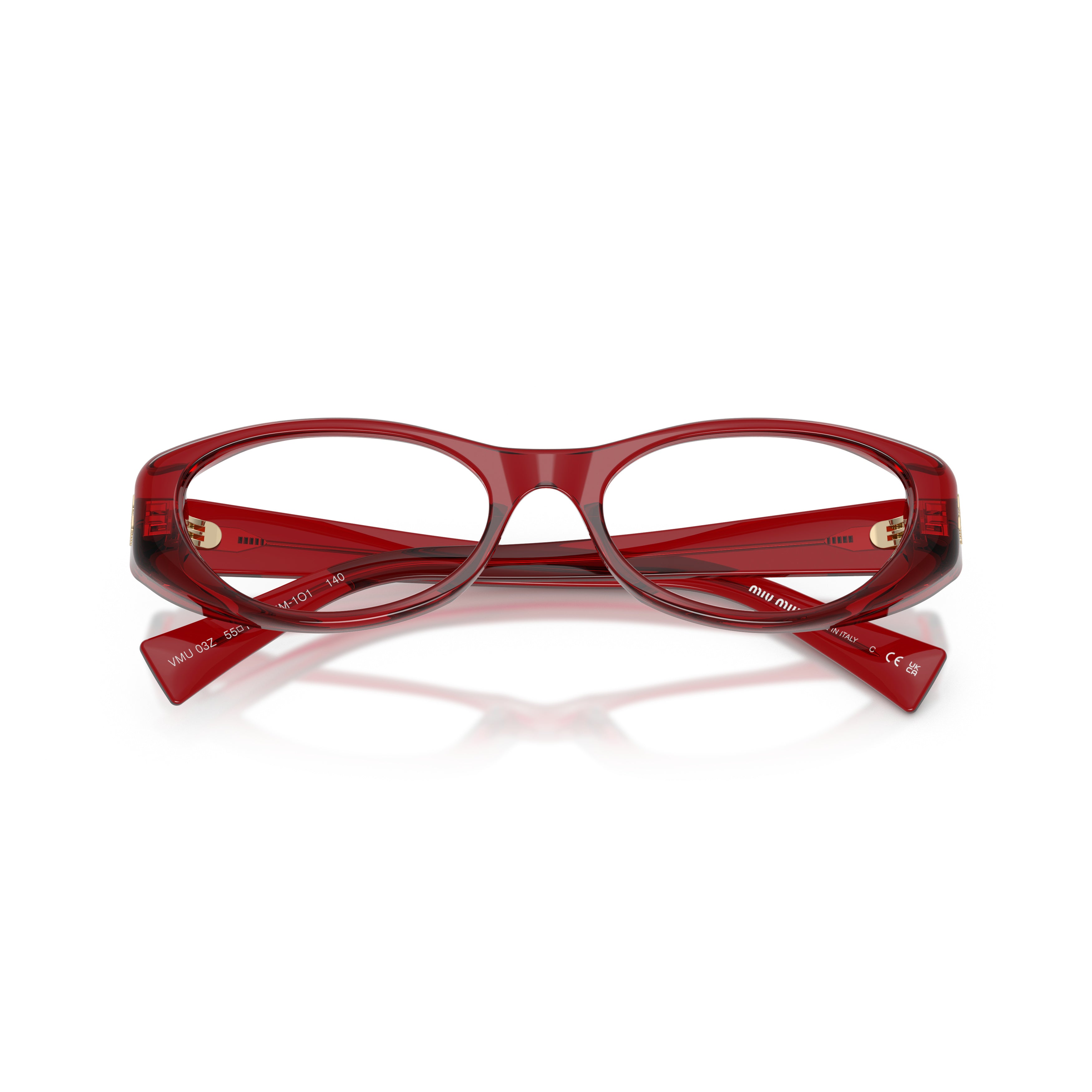 0mu 03zv Translucent Red Acetate Oval Frame Sunglasses