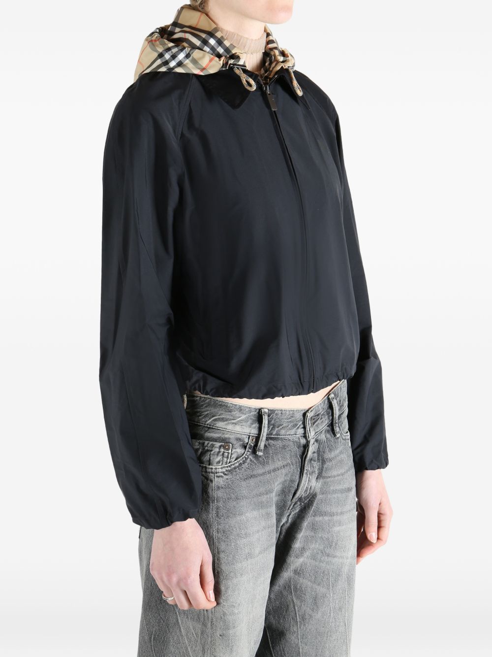 Cropped Black Jacket with Hood