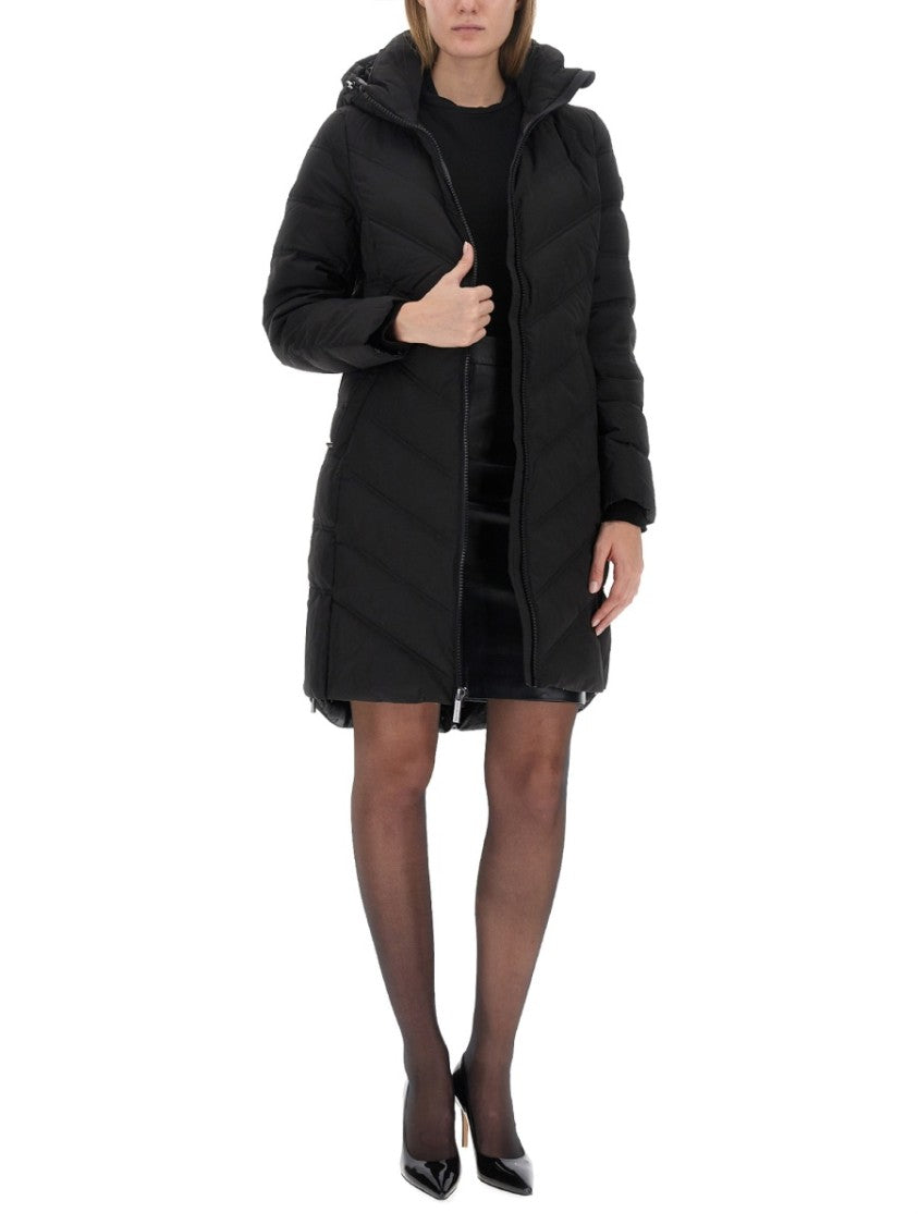 Quilted Black Hooded Parka