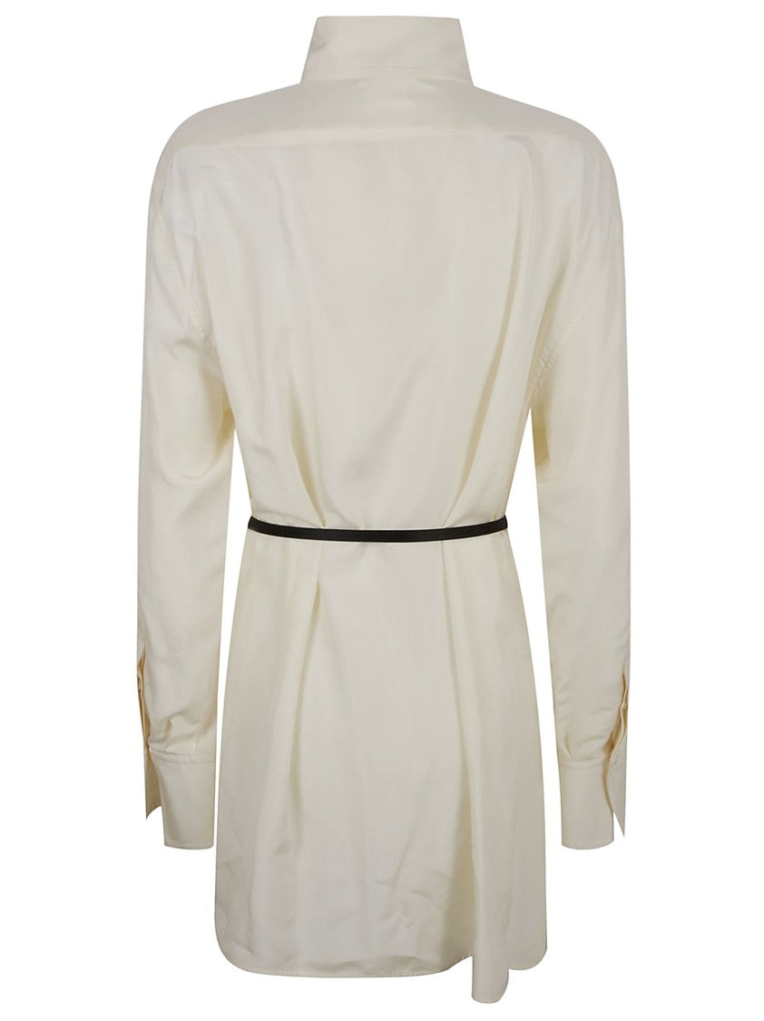 Beige Silk Shirt With Classic Collar