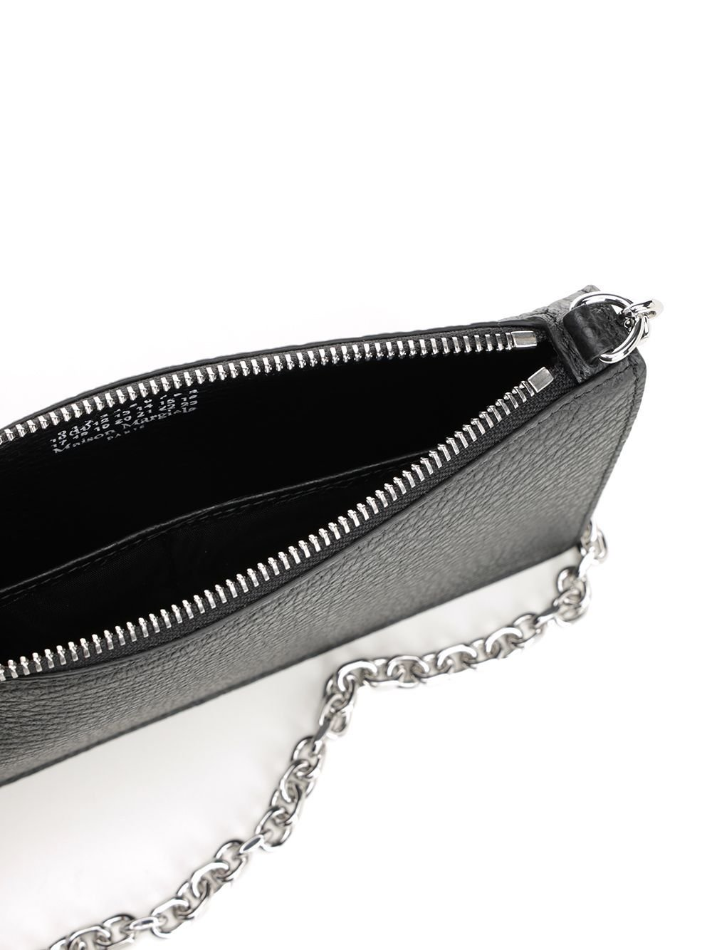 Textured Calfskin Leather Wallet With Zipper Closure And Chain