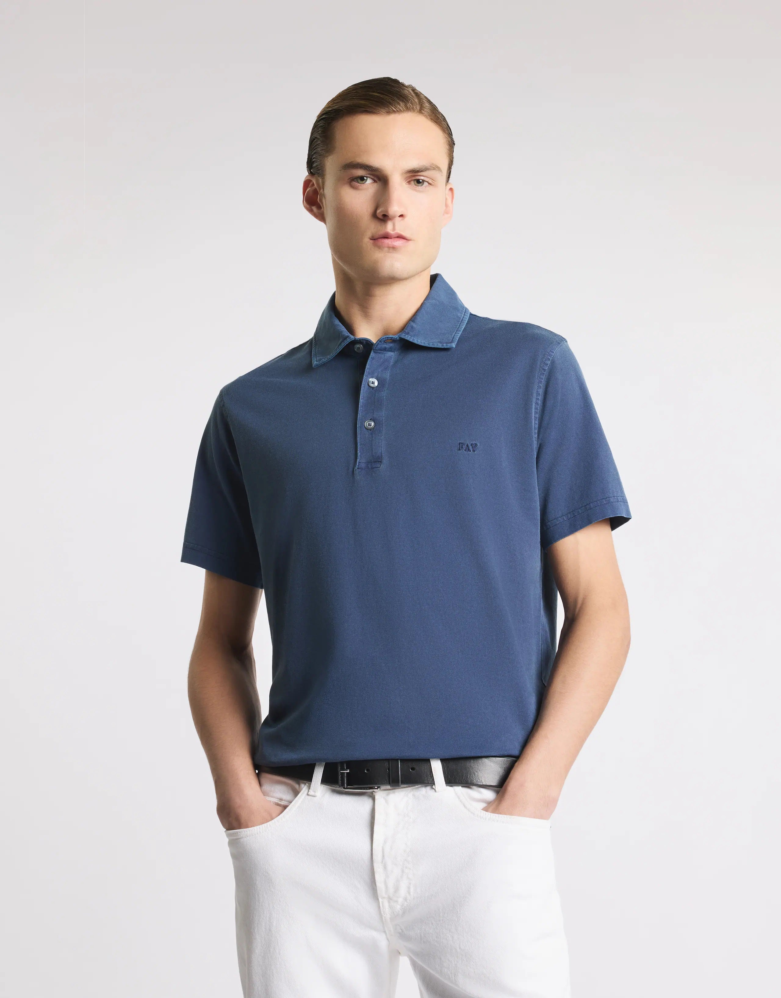 Frosted Embroidery Polo Shirt with Classic Fit