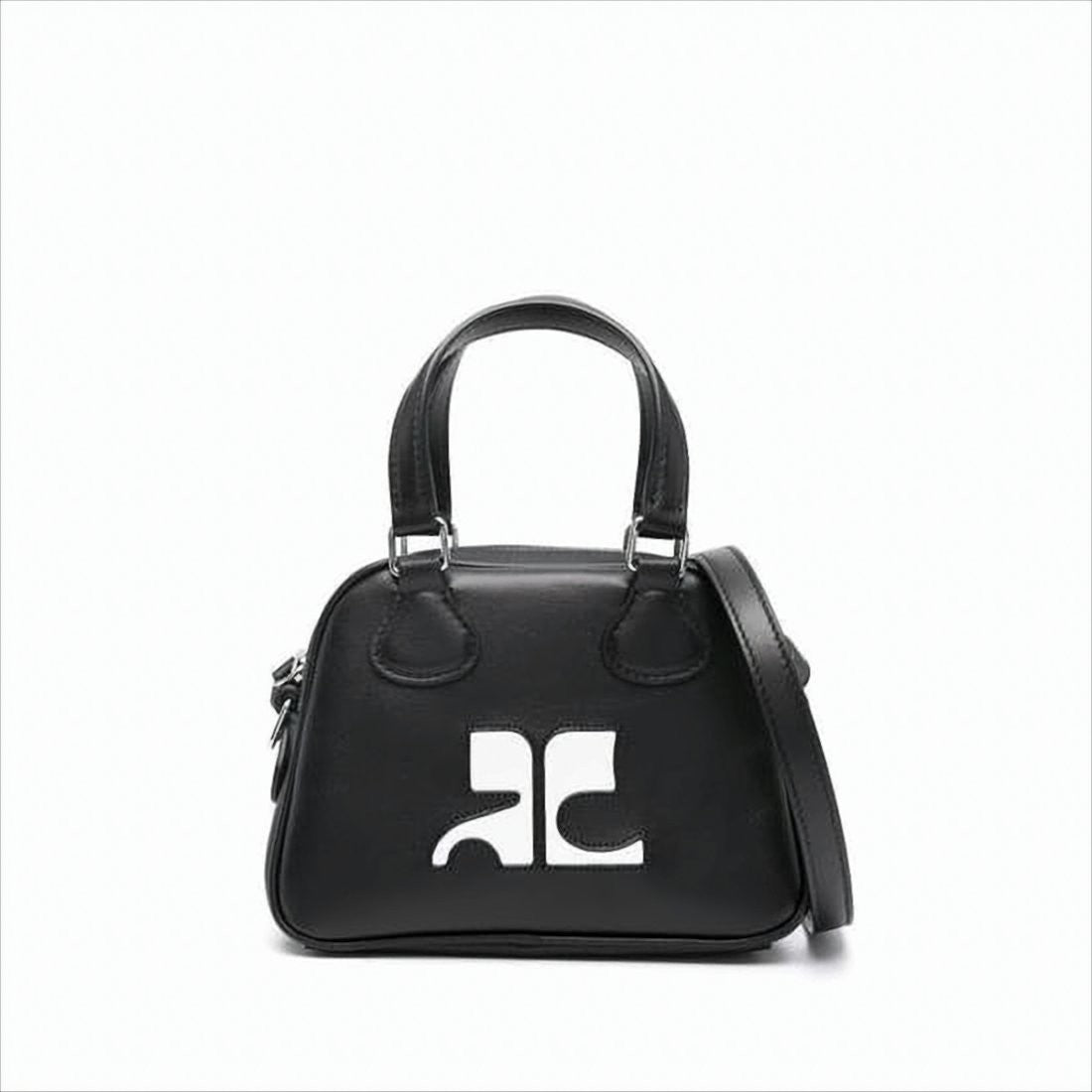 Structured Black Calf Leather Tote Bag With Contrasting Logo