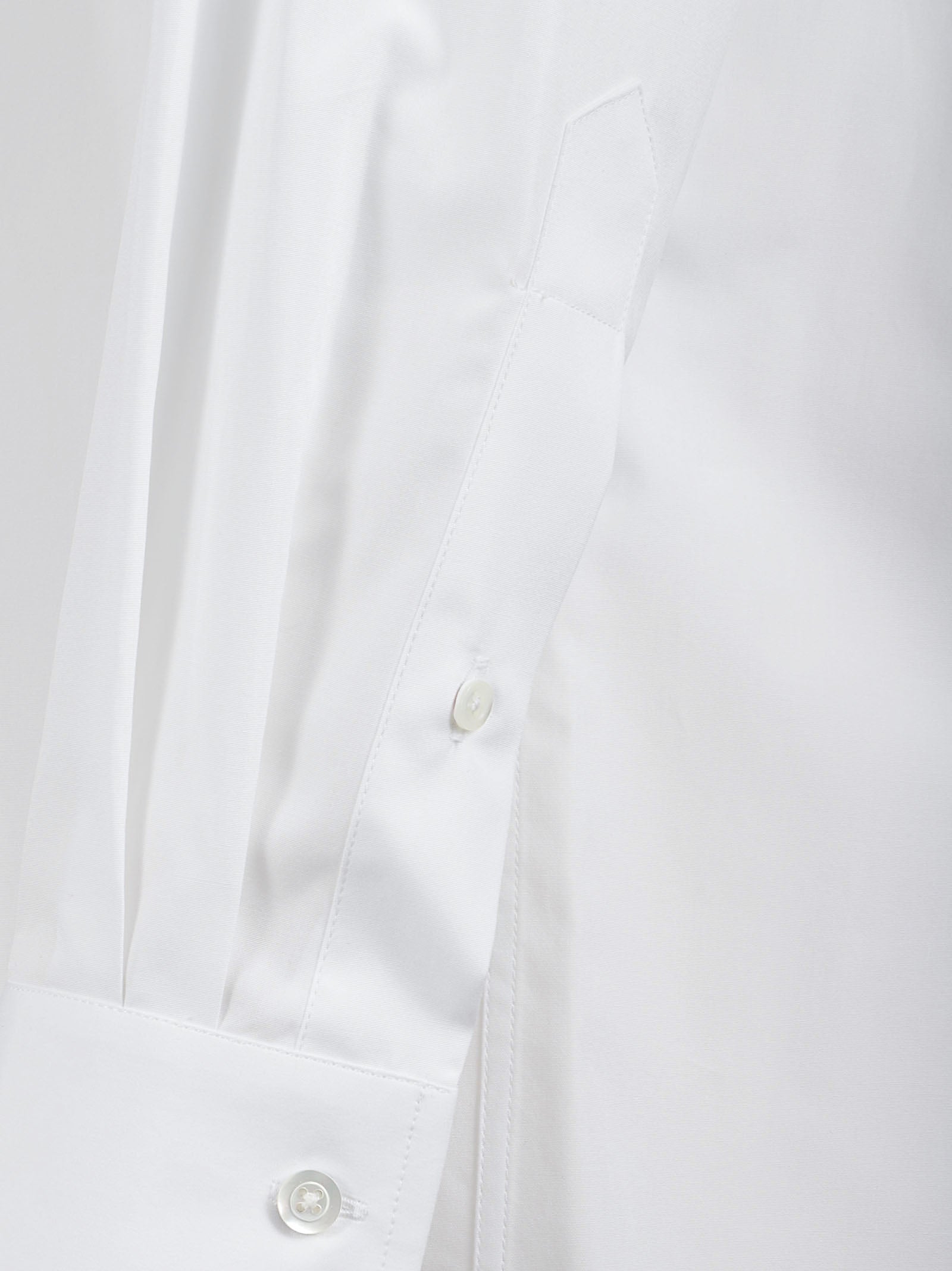 White Cotton Shirt with Classic Collarless Neckline