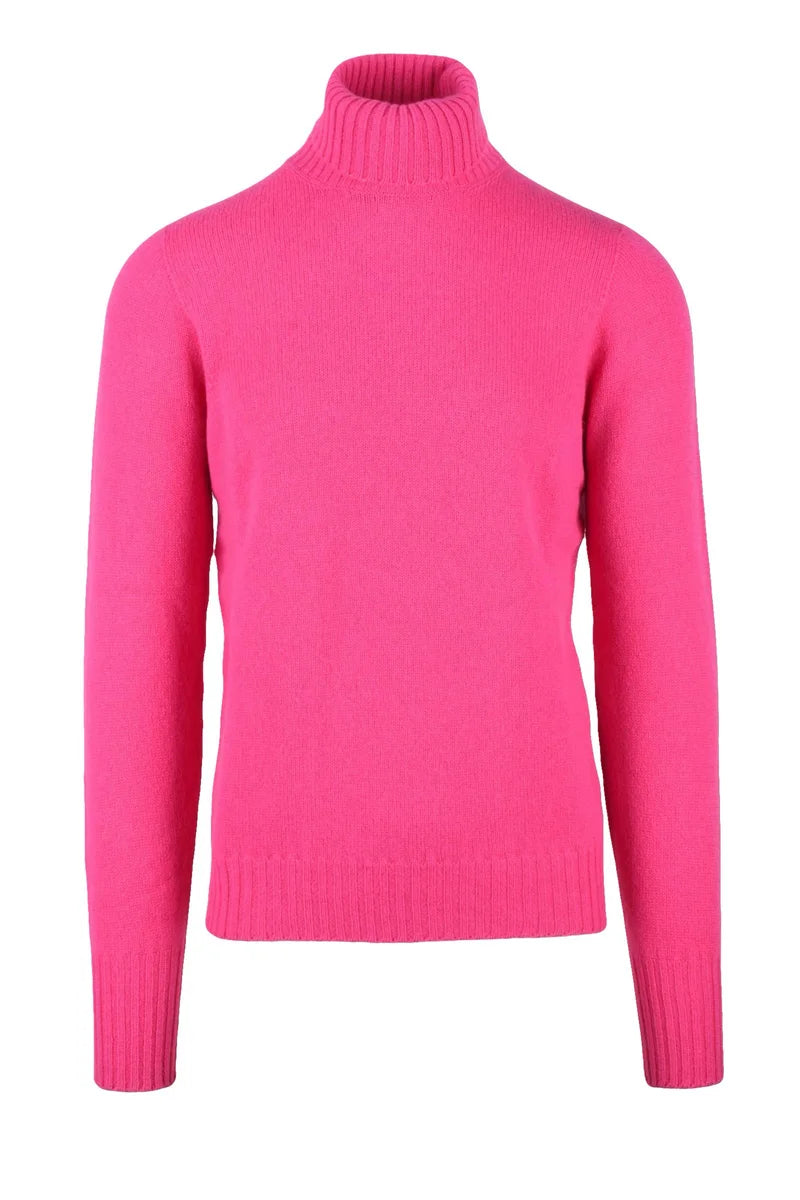 High Neck Sweater Merino Wool - Fuchsia