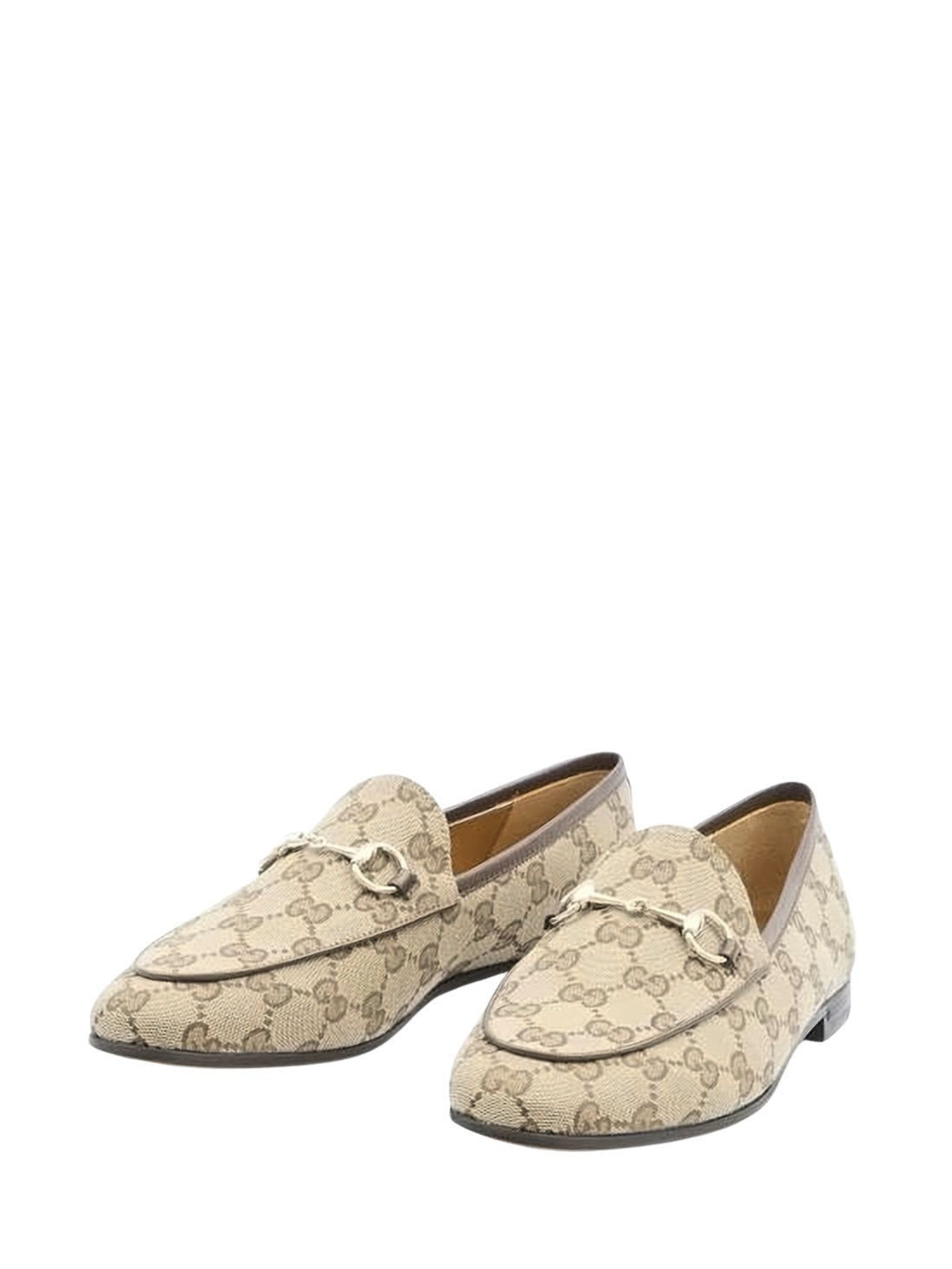 Beige Canvas Slip-On Loafers with Monogram Pattern