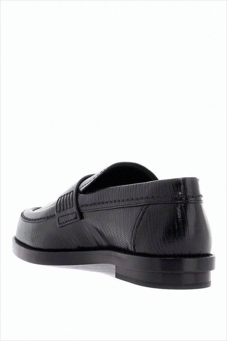 Textured Leather Loafer with Embossed Pattern