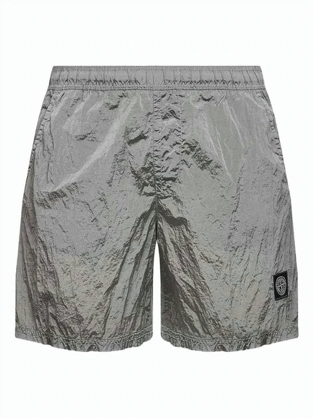 Grey Lightweight Crinkled Texture Shorts