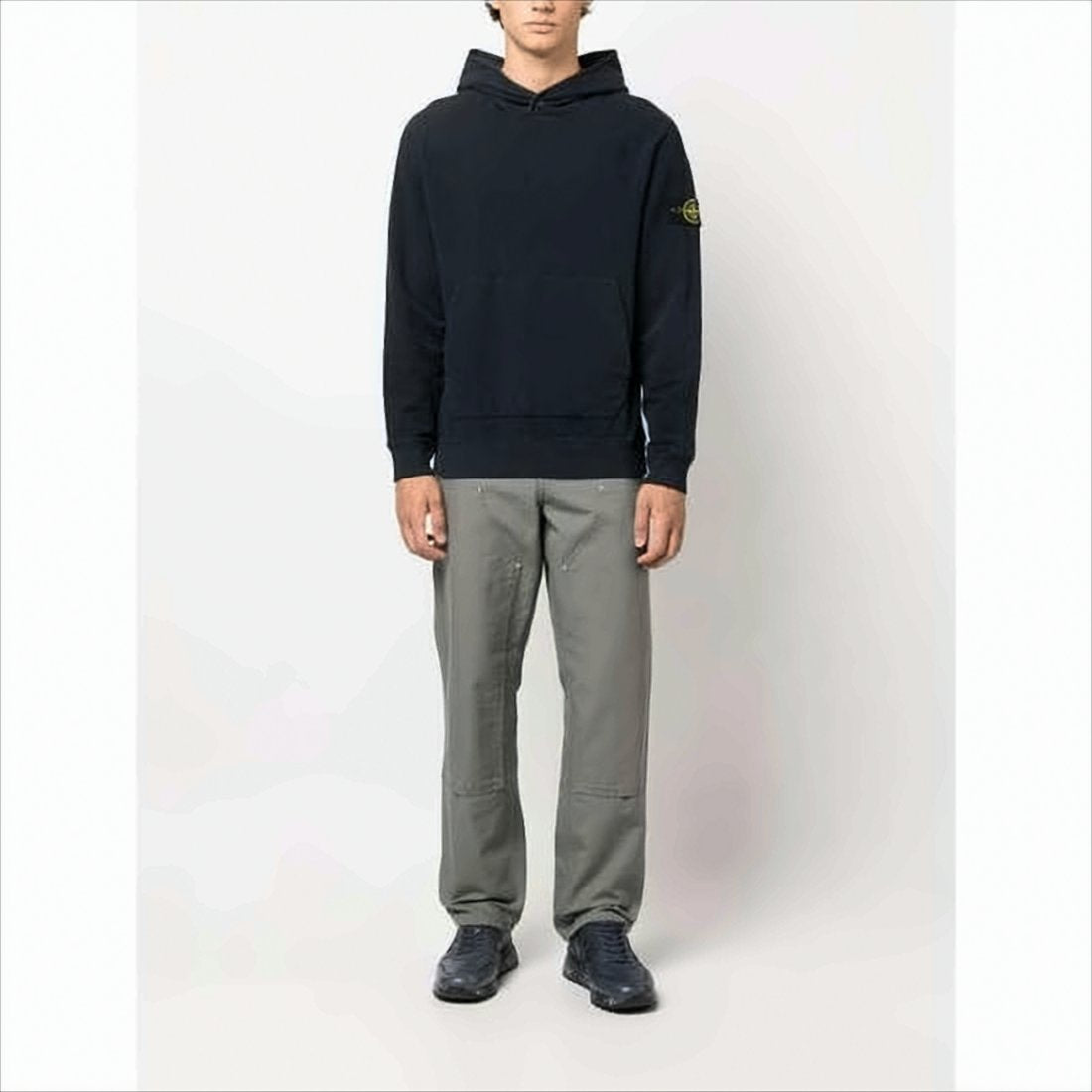 Relaxed Fit Black Hoodie with Logo Patch
