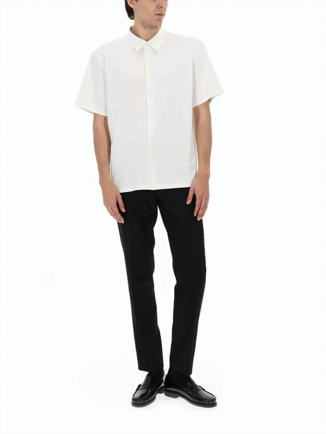 Blue Short-Sleeved Cotton Polyester Boxy Shirt