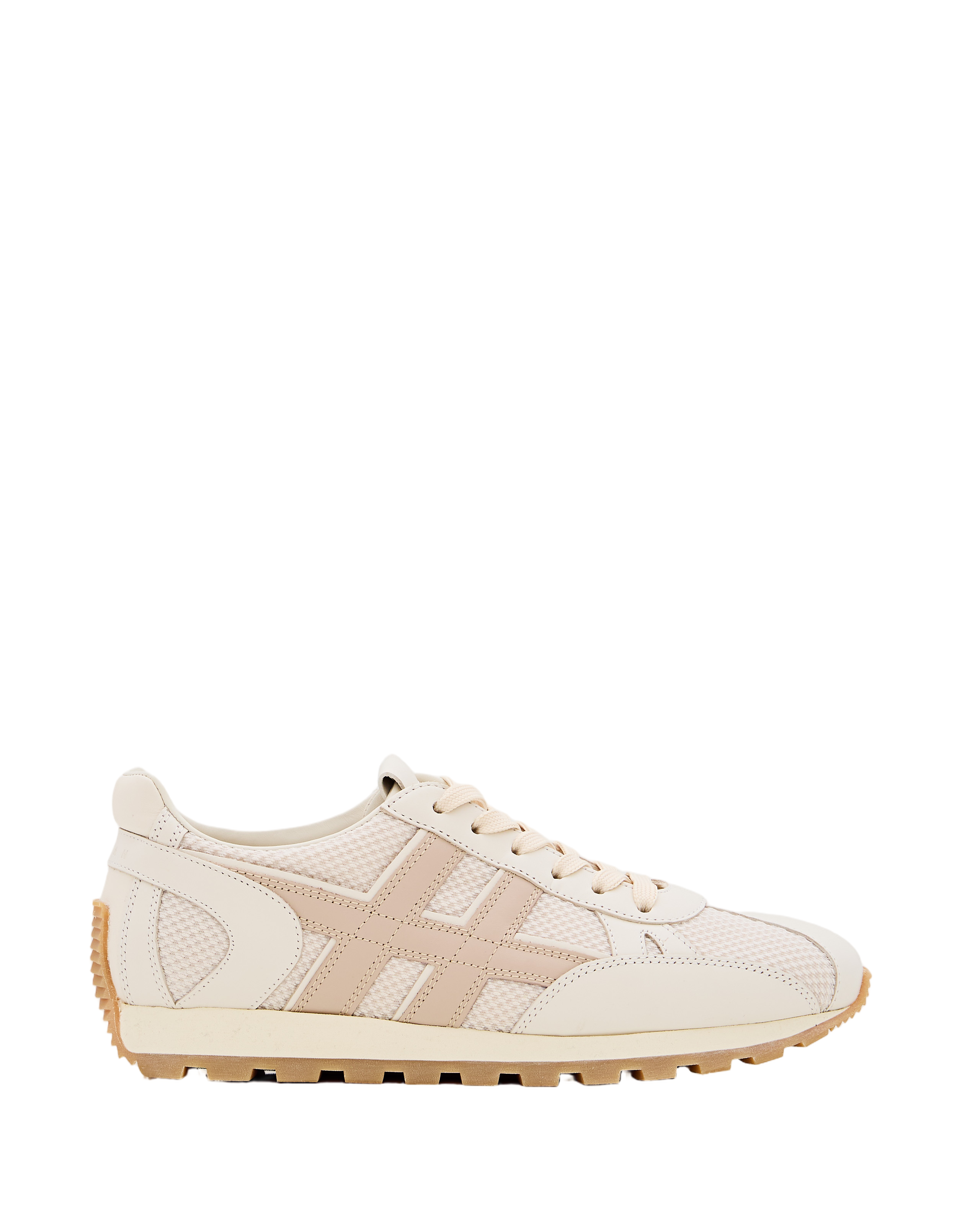 Textured White Sneakers With Elevated Sole