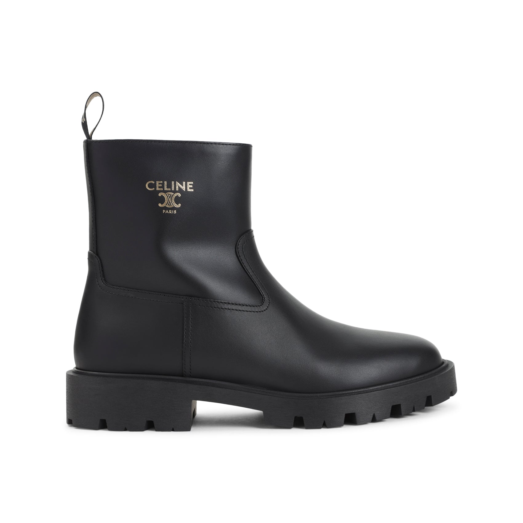 Black Calf Leather Ankle Boots
