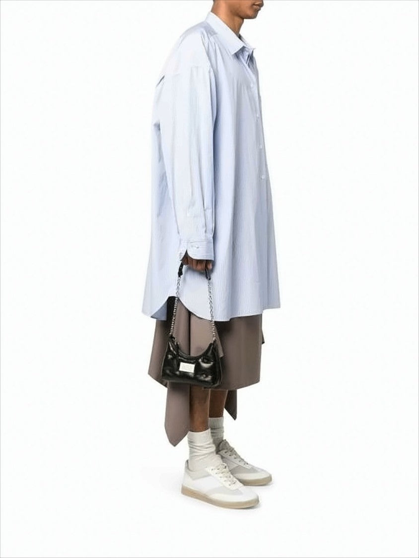 Quilted Calf Leather Shoulder Bag With Silver Chain Strap