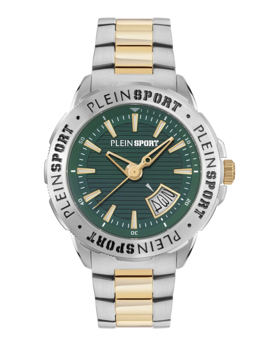 Two-Tone Quartz Timepiece With Green Enamel Dial